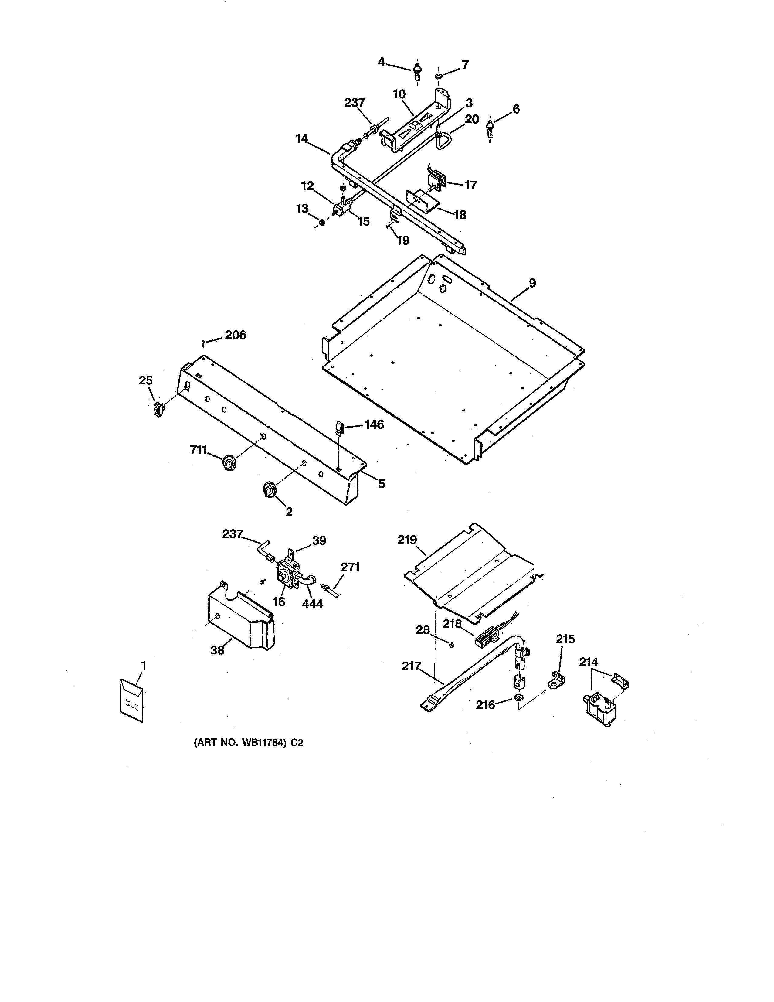 GE JGBS23WEW2WW burner diagram