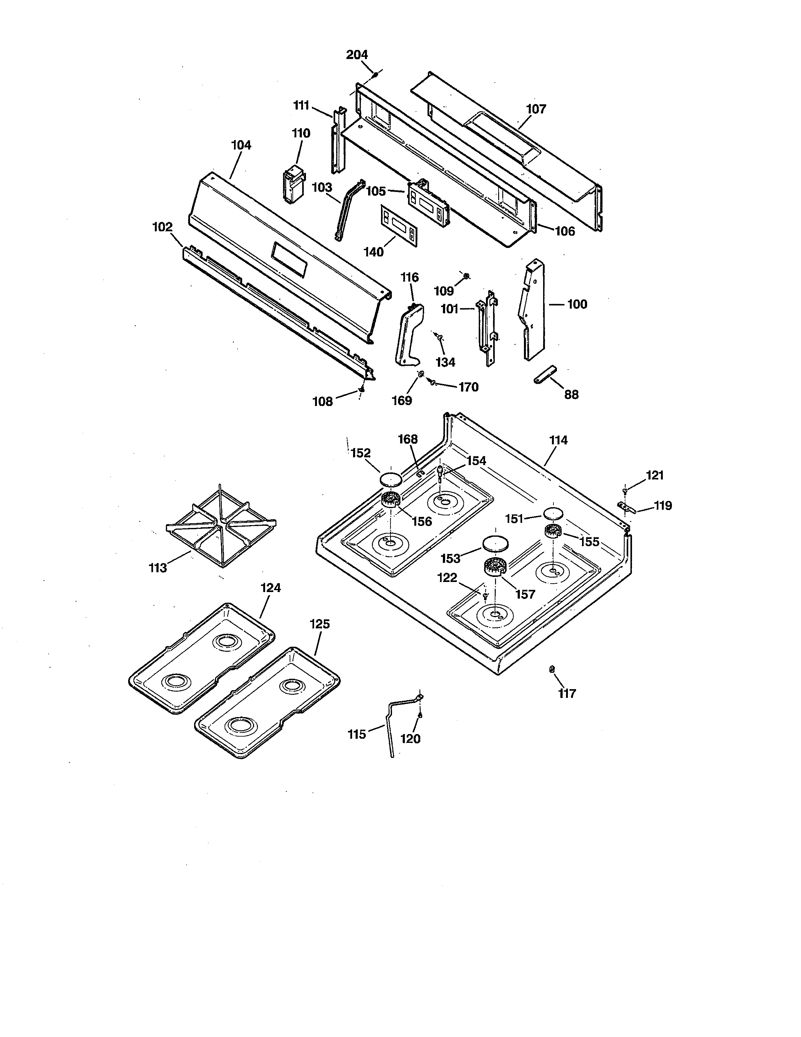 GE JGBS23WEW2WW cooktop diagram