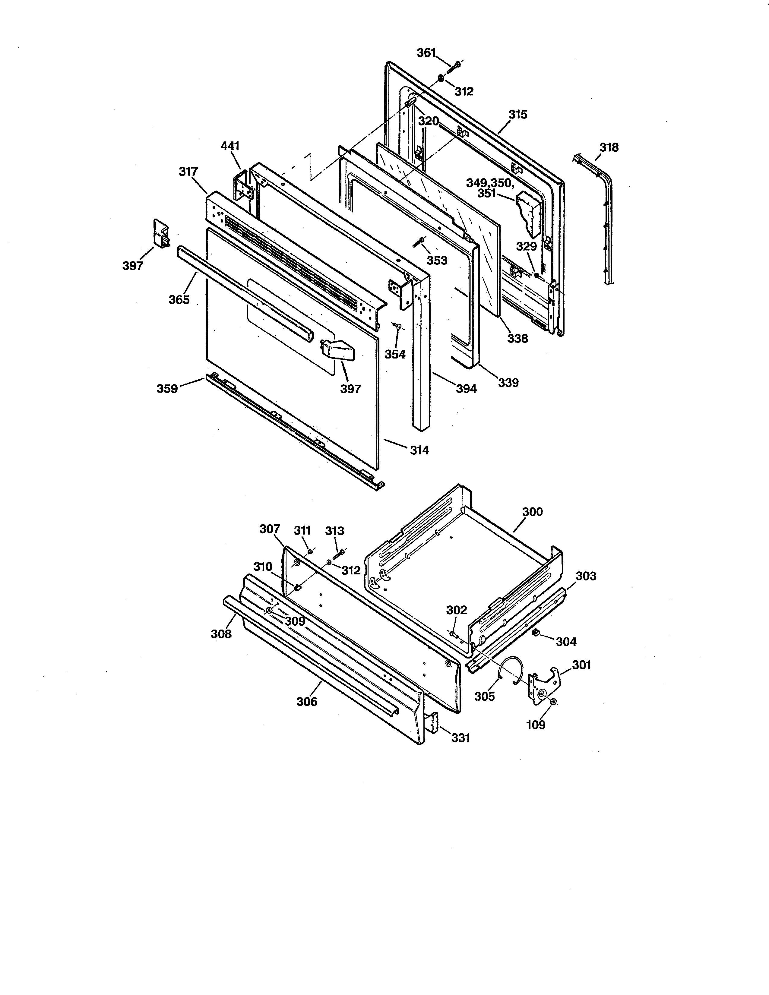 GE JGBS23WEW2WW door drawer diagram
