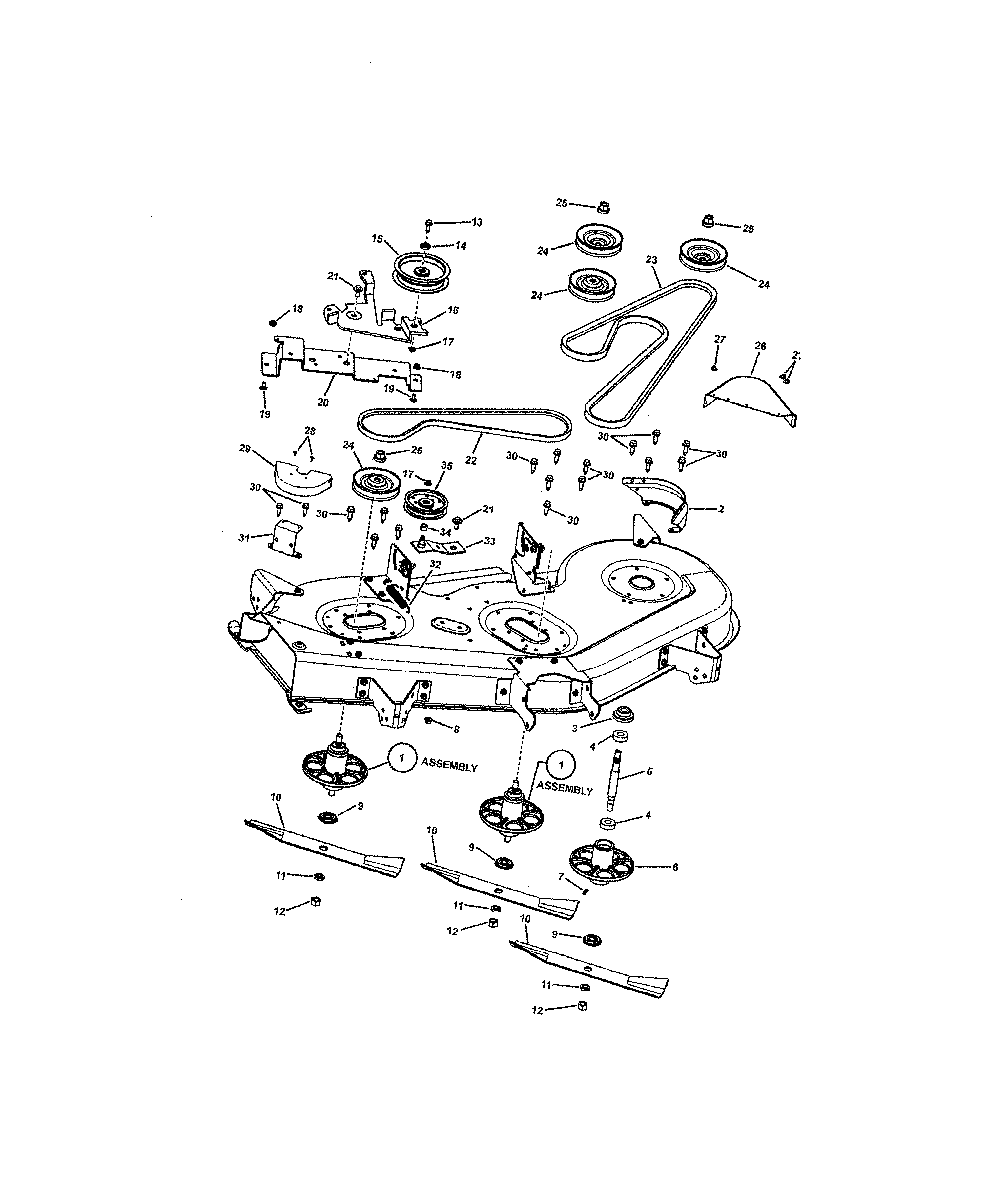 Snapper 7800318 52" deck blade drive diagram