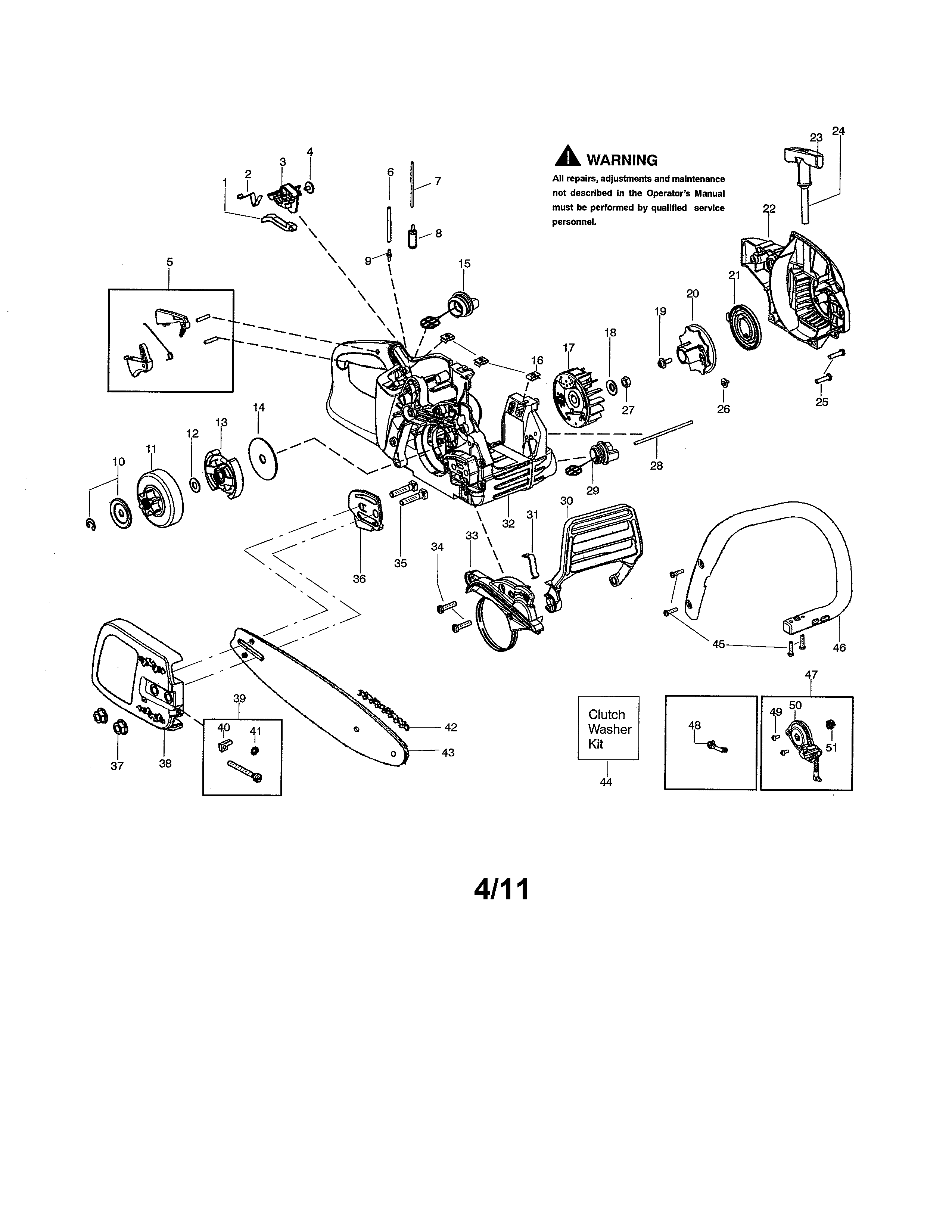 Poulan PP3416 chassis/bar/handle diagram