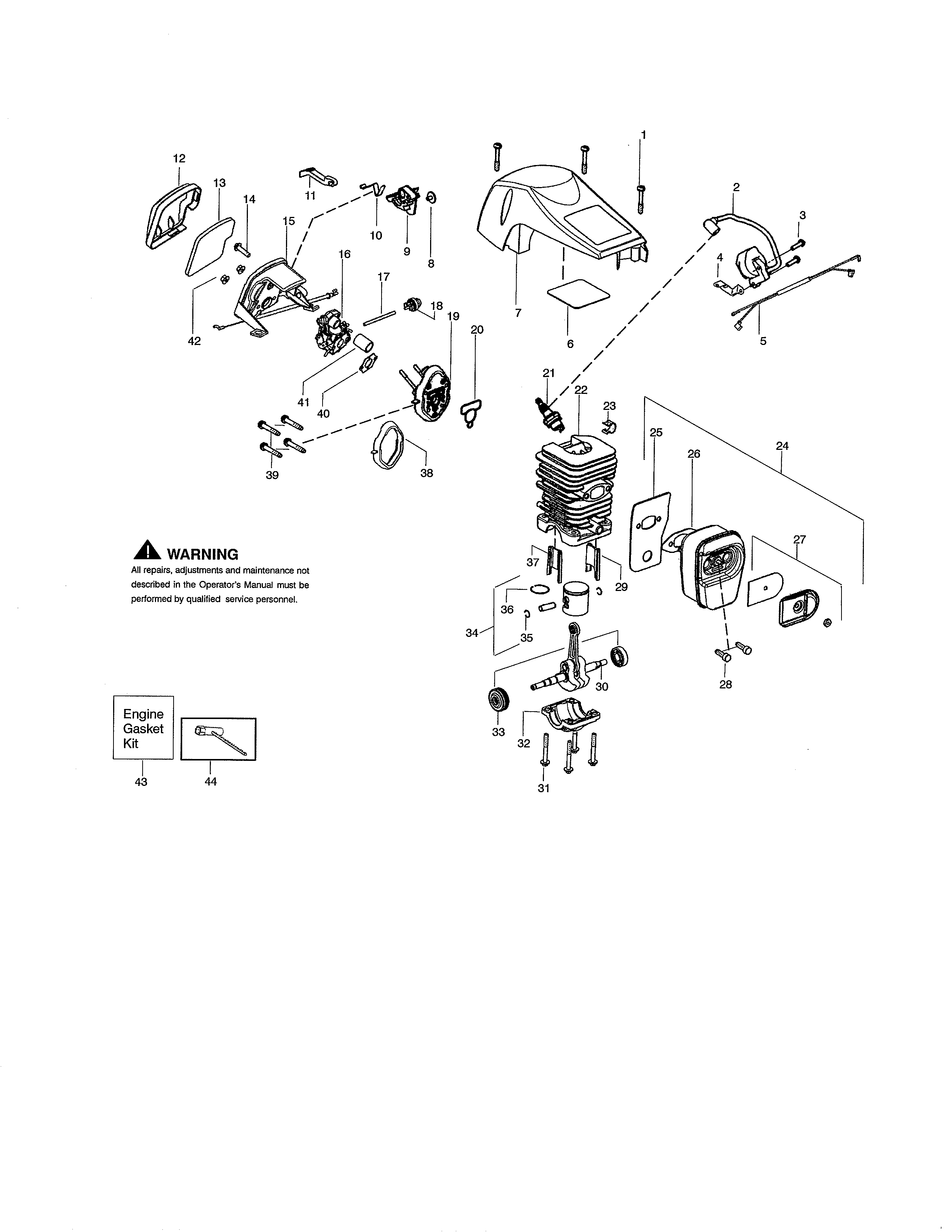 Poulan PP4218AV TYPE 1 shield/cylinder/muffler diagram