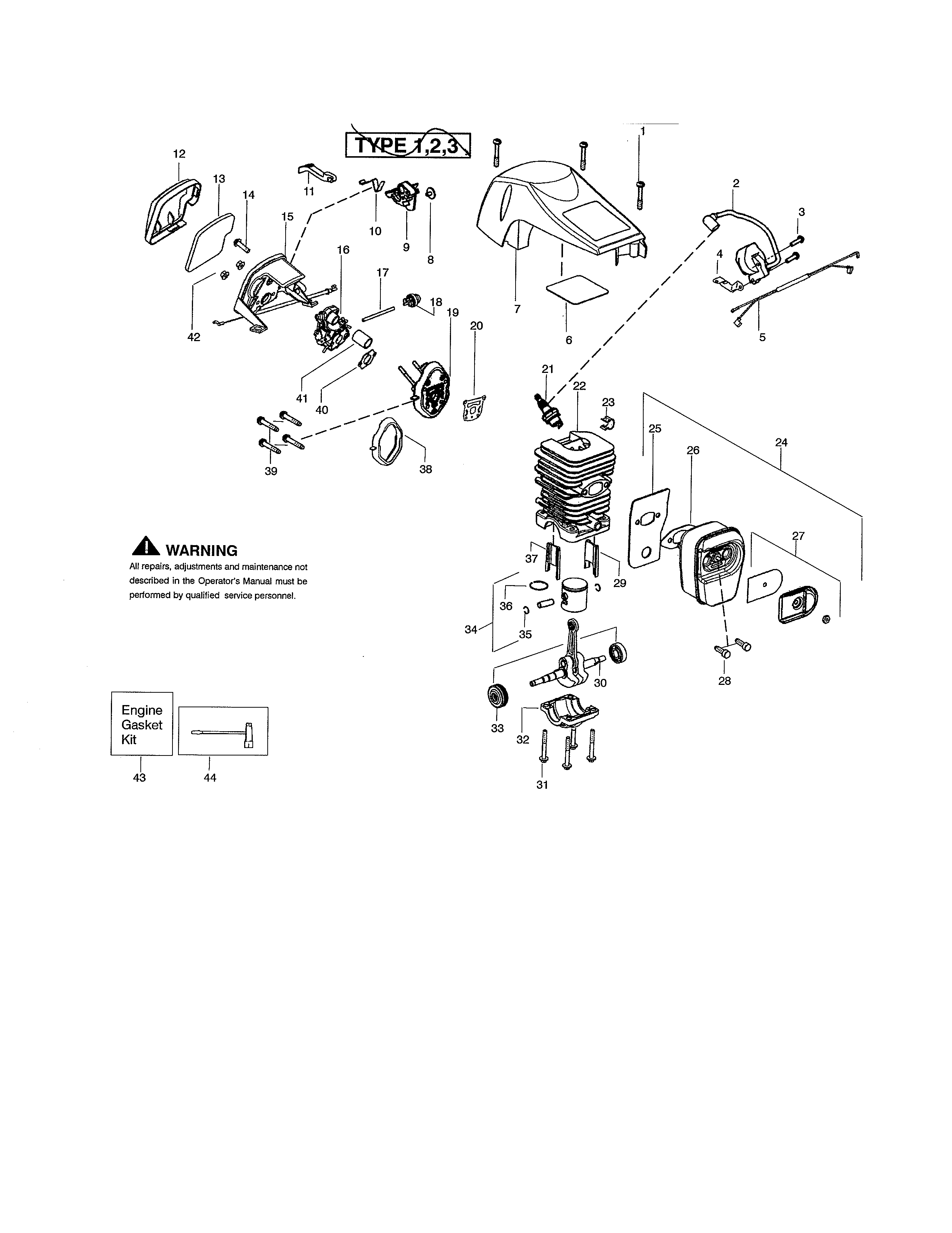 Poulan PP4218AVX TYPE 3 shield/cylinder/muffler diagram