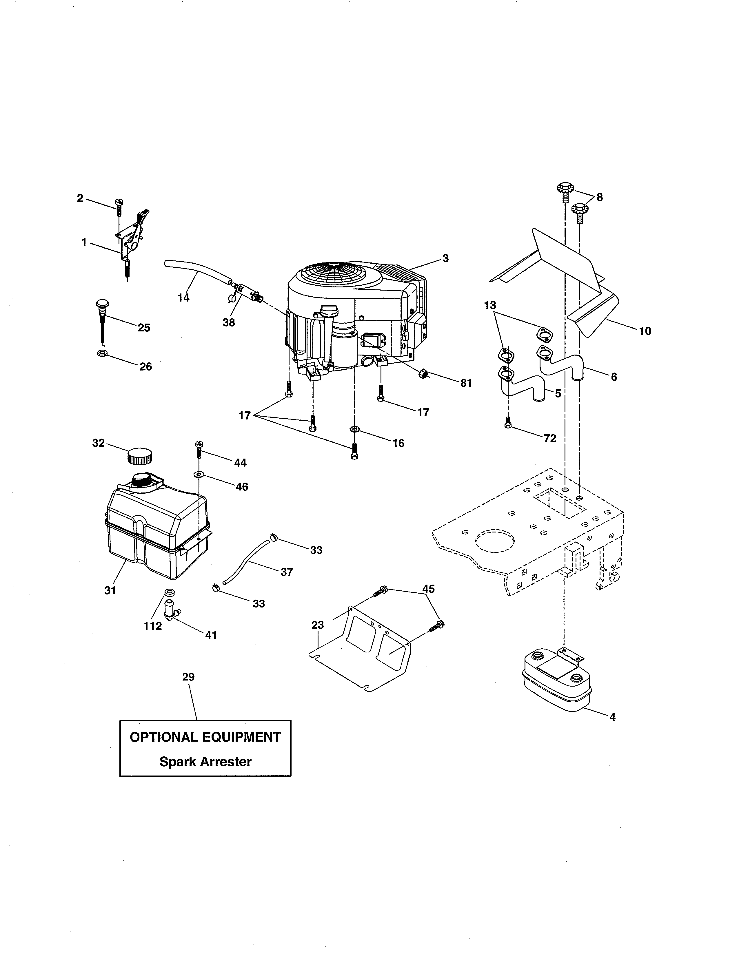 Poulan PD20H42STA engine diagram