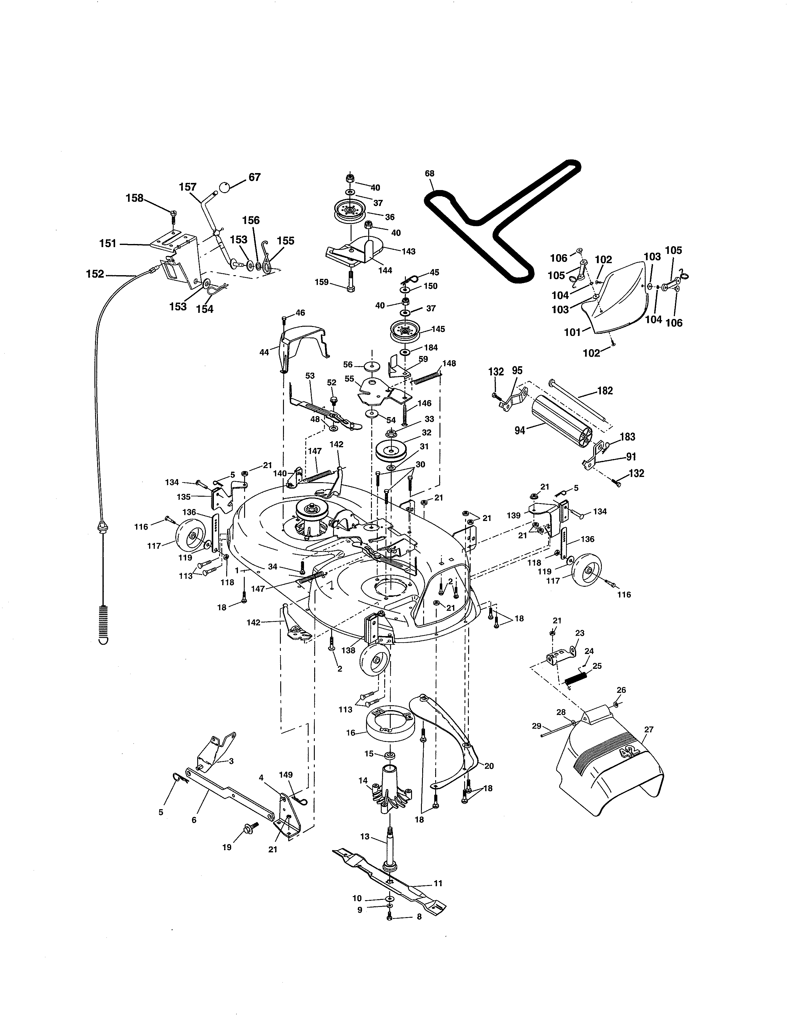 Poulan PD20H42STA mower deck diagram