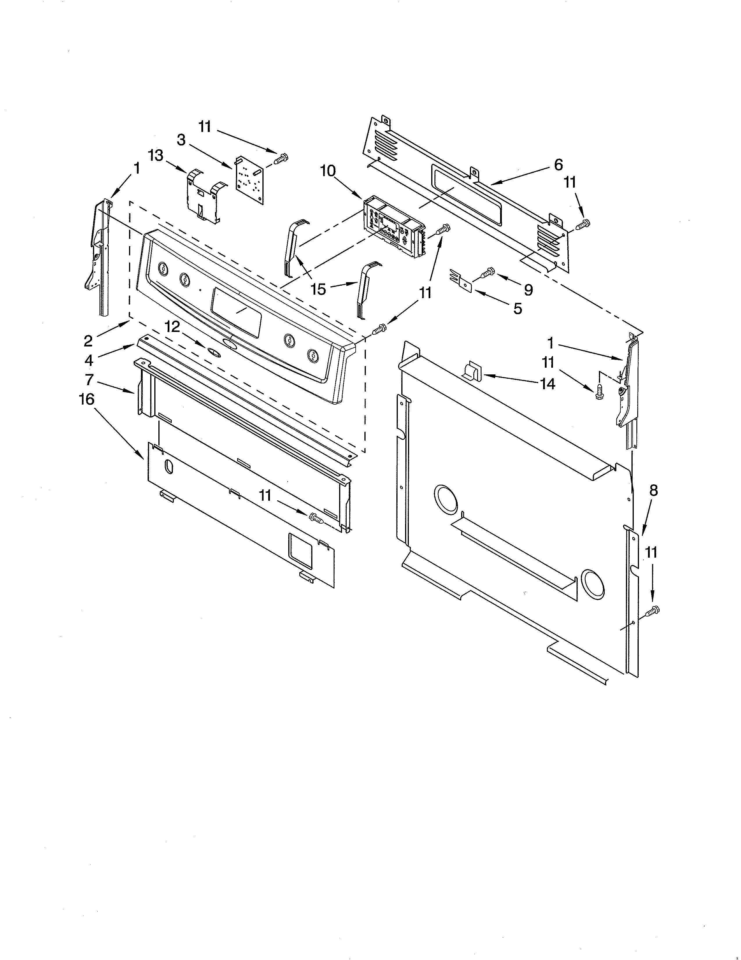 Whirlpool SF362LXTS2 control panel diagram