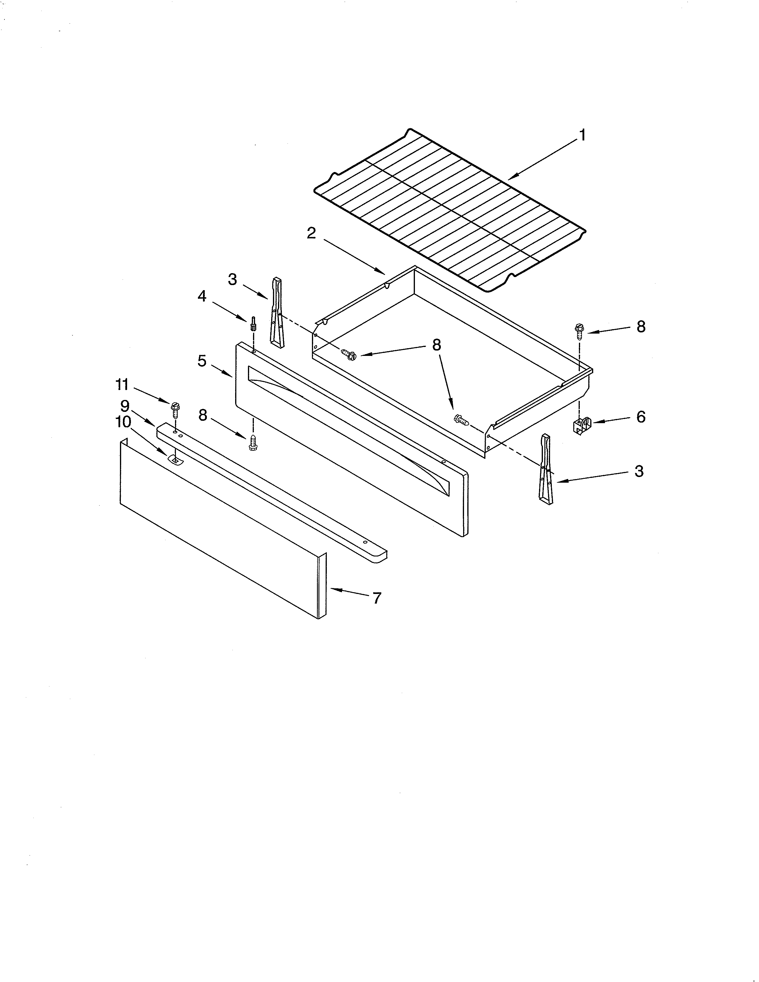 Whirlpool SF362LXTS2 drawer & broiler diagram