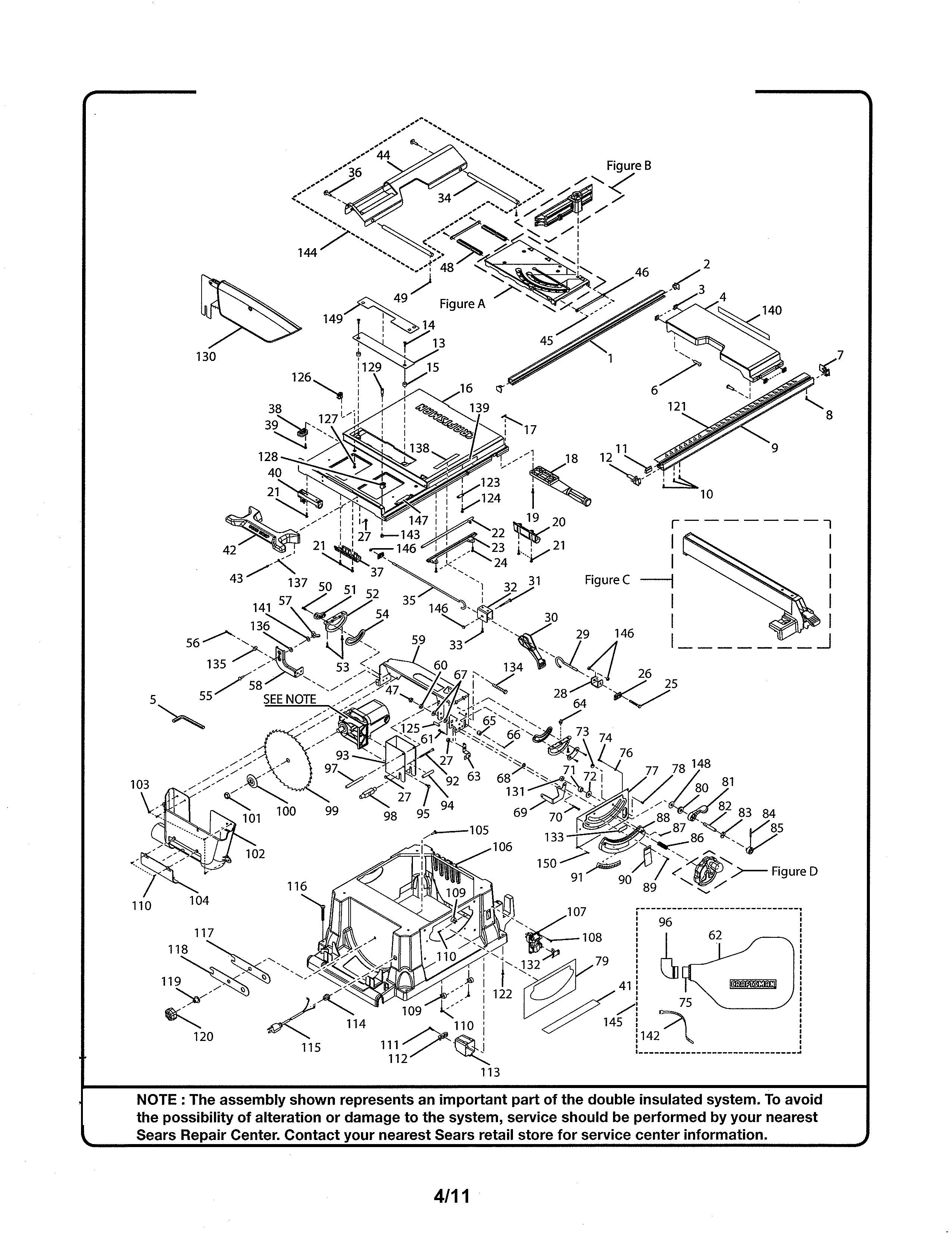 Craftsman 315218061 cabinet/main table diagram