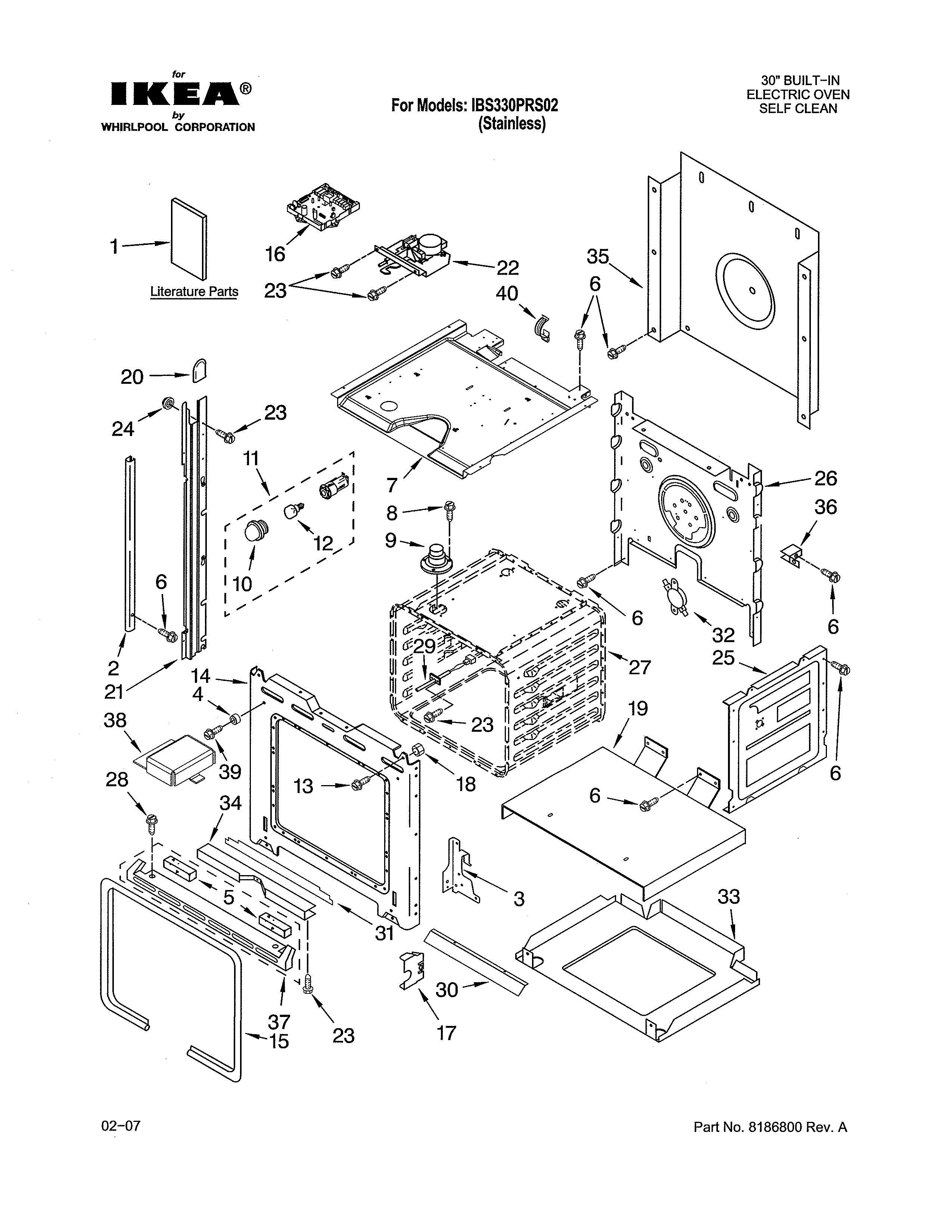 Ikea IBS330PRS02 oven diagram