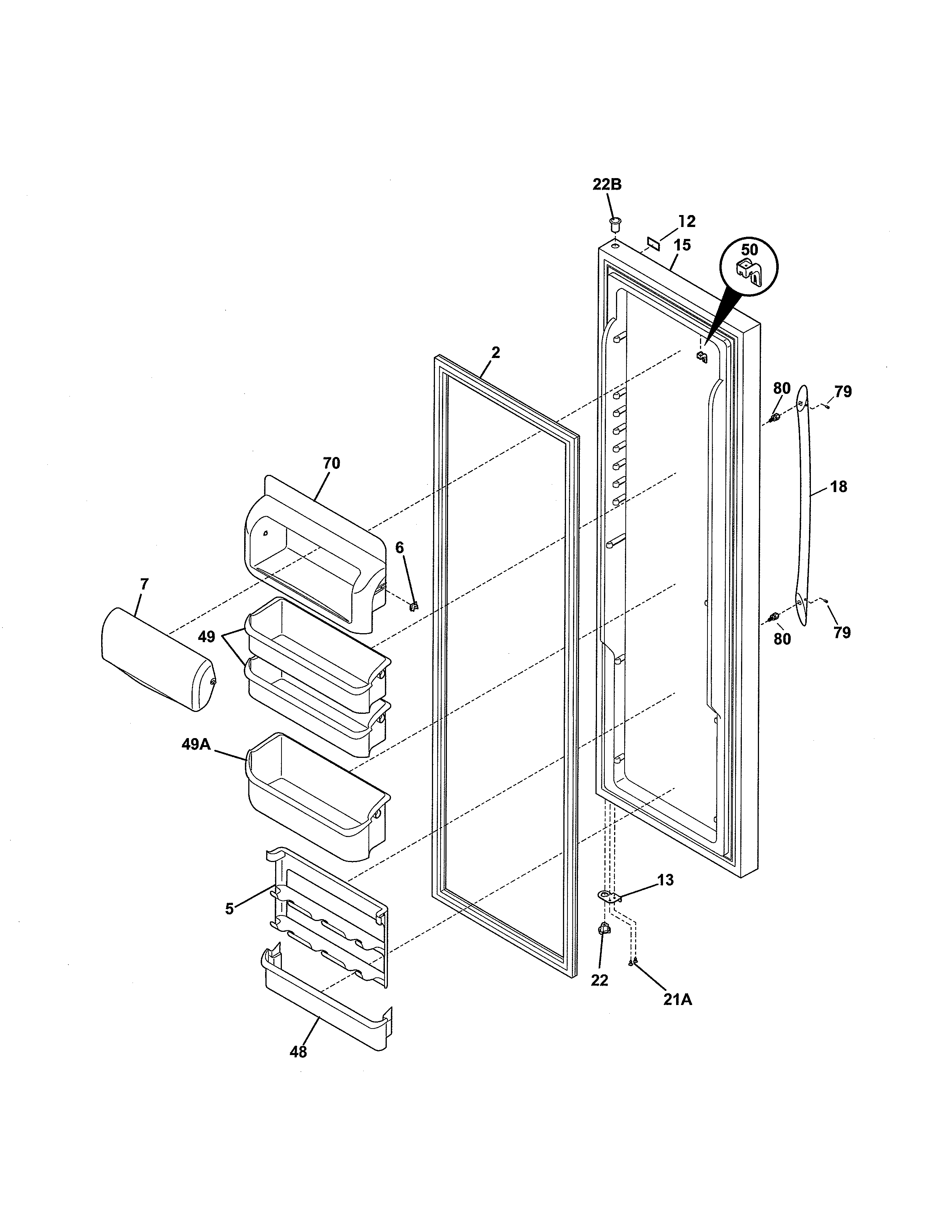 Kenmore Elite 2534450360B refrigerator door diagram
