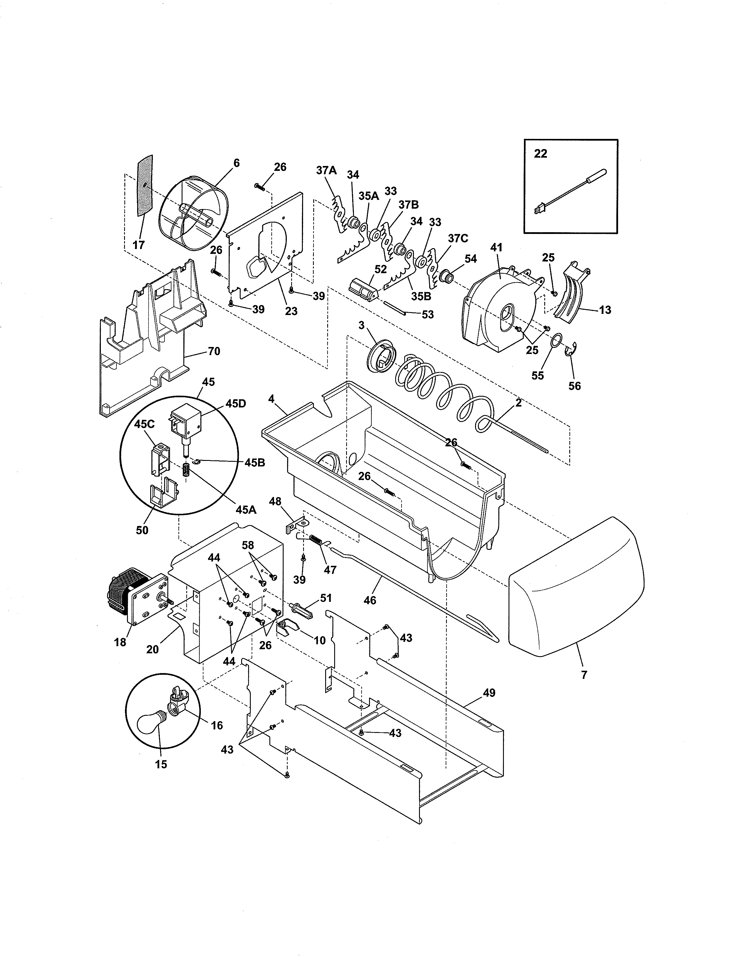 Kenmore Elite 2534450360B ice container diagram
