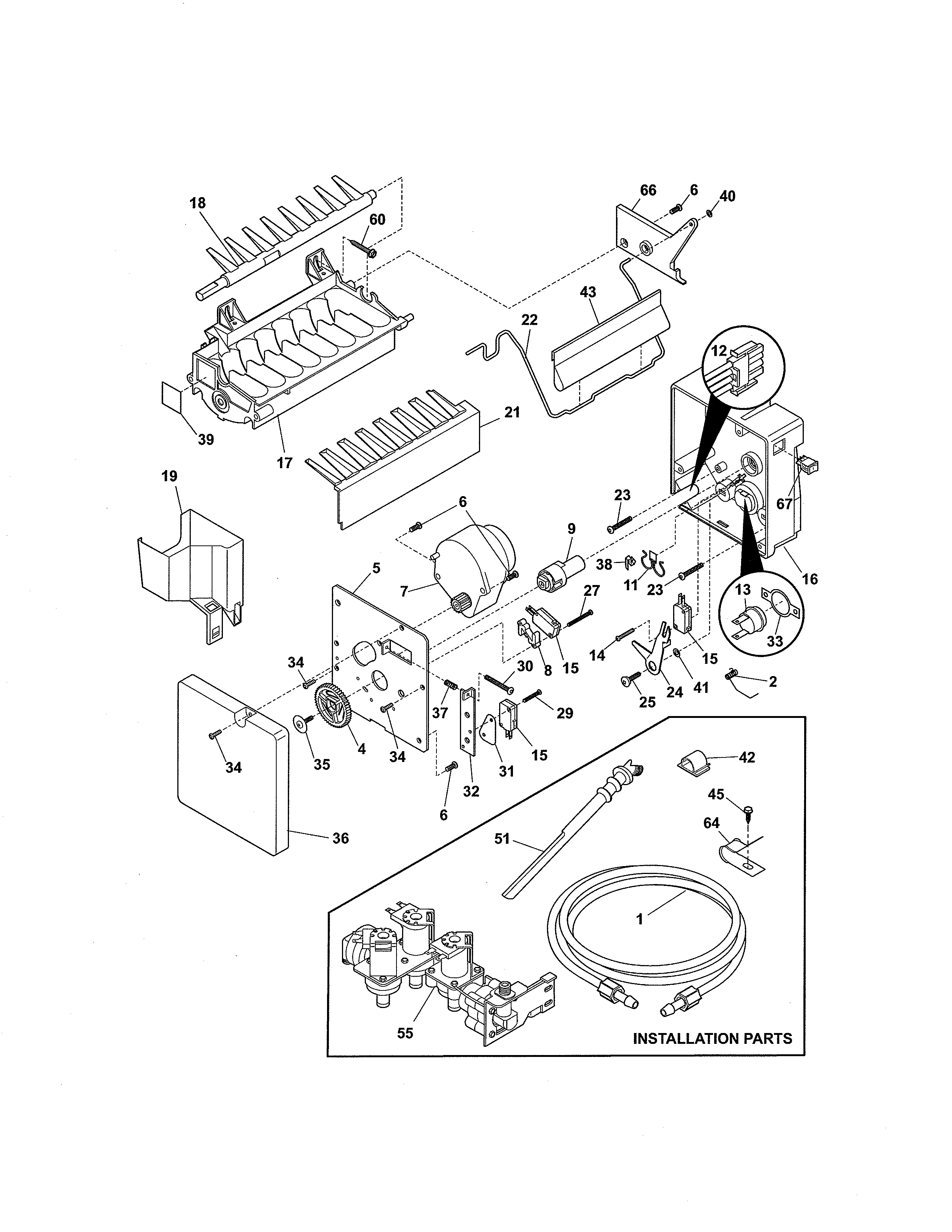 Kenmore Elite 2534450360B ice maker diagram