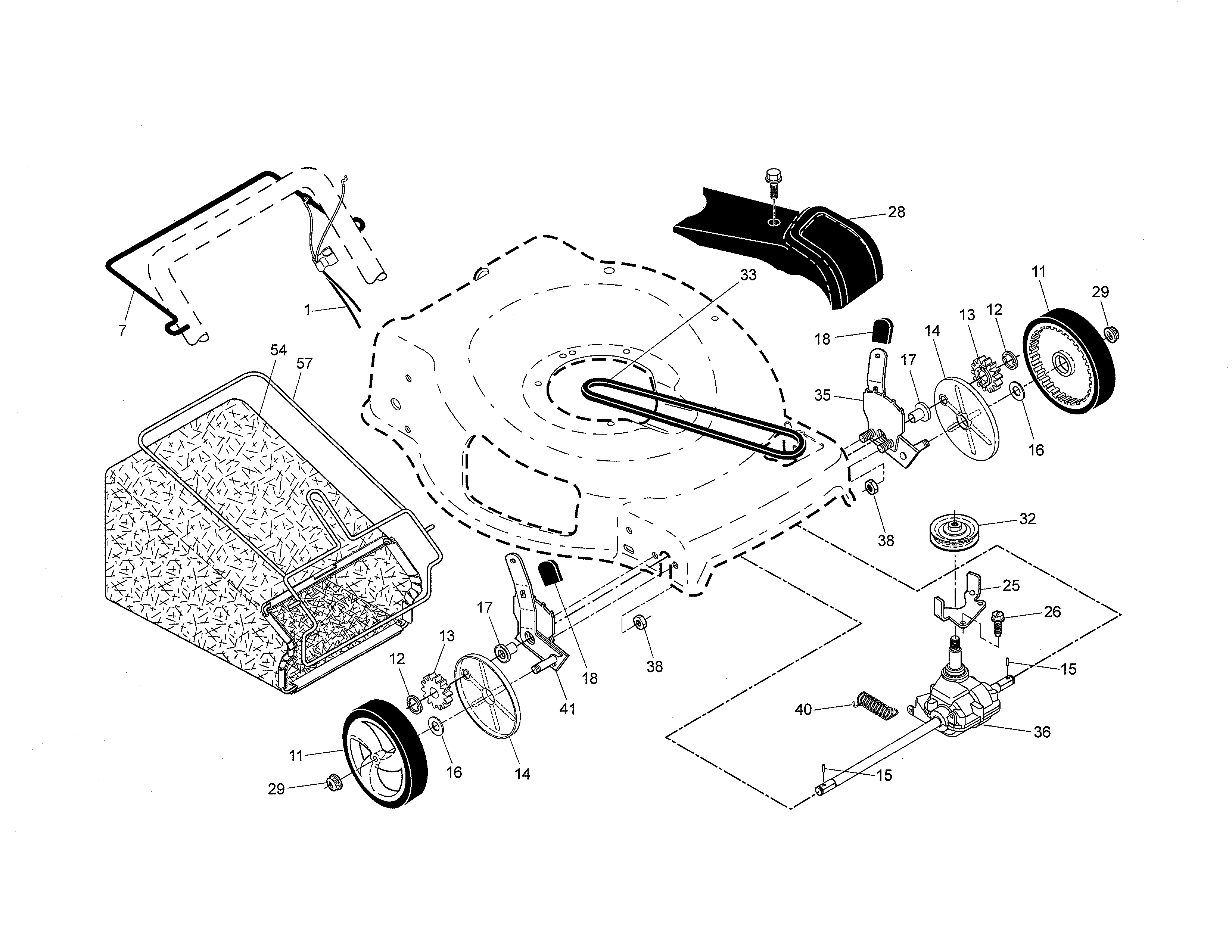 Craftsman 917370661 drive control/gear case/wheels diagram