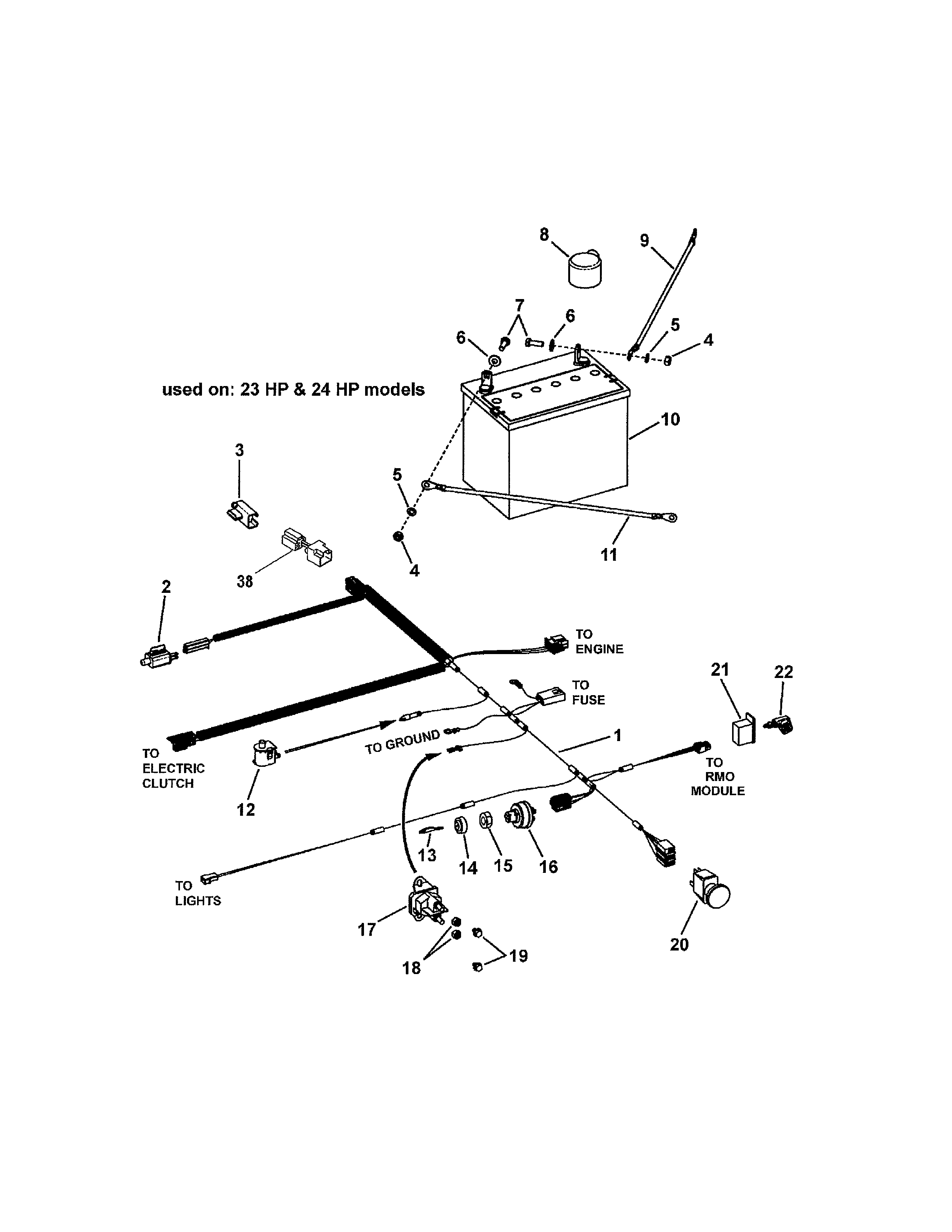 Snapper 7800545E electrical (23 & 24 hp) diagram