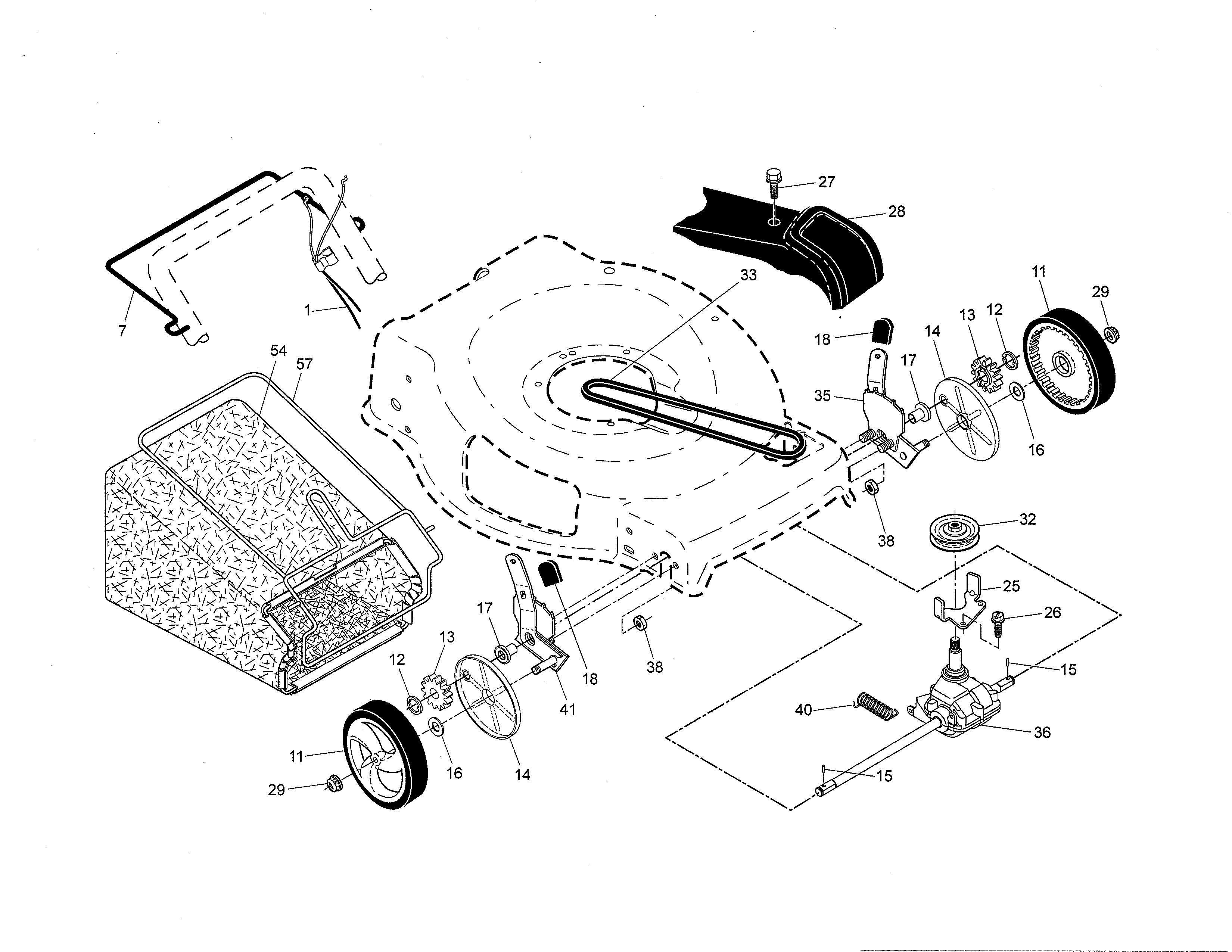 Craftsman 917376224 drive control/gear case/wheels diagram