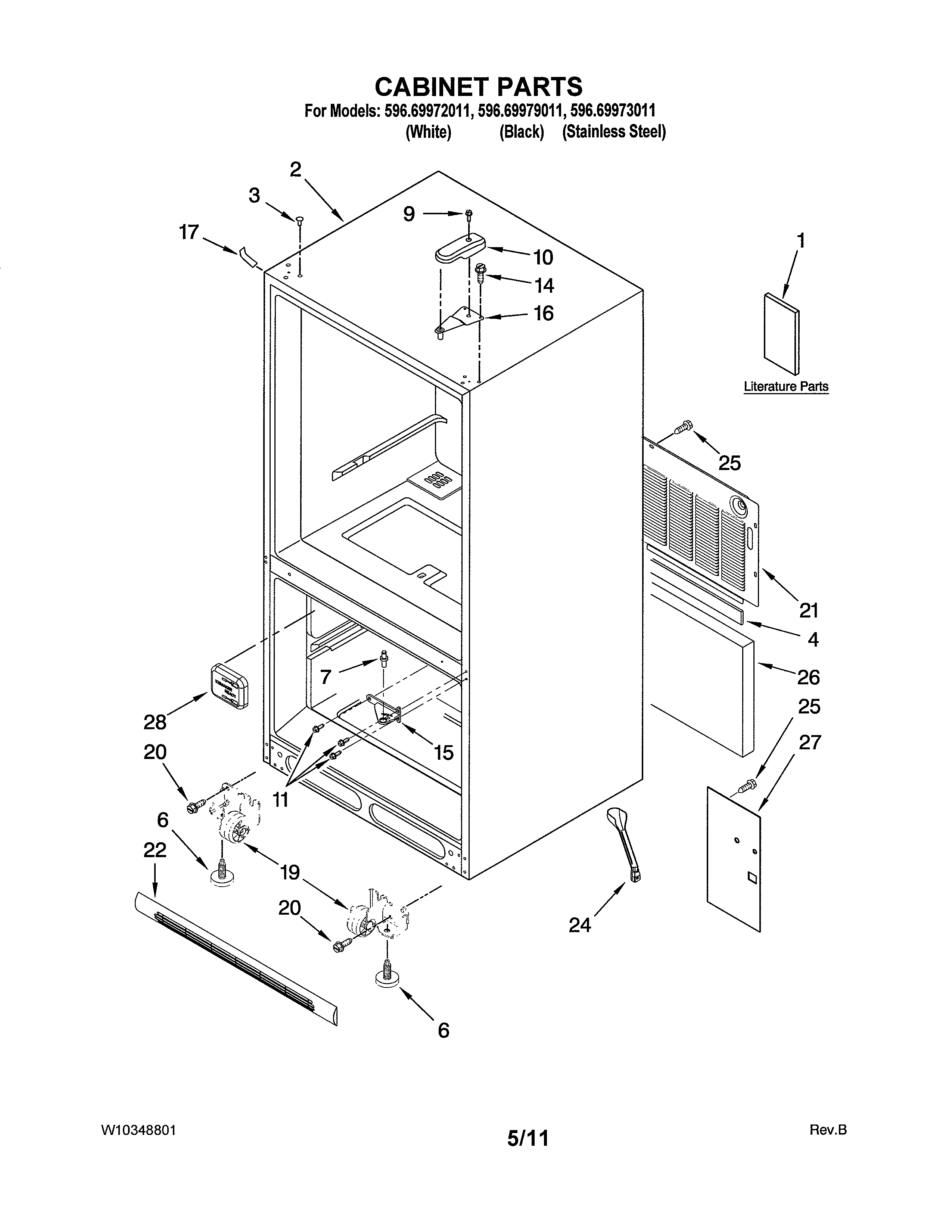 Kenmore 59669973011 cabinet diagram