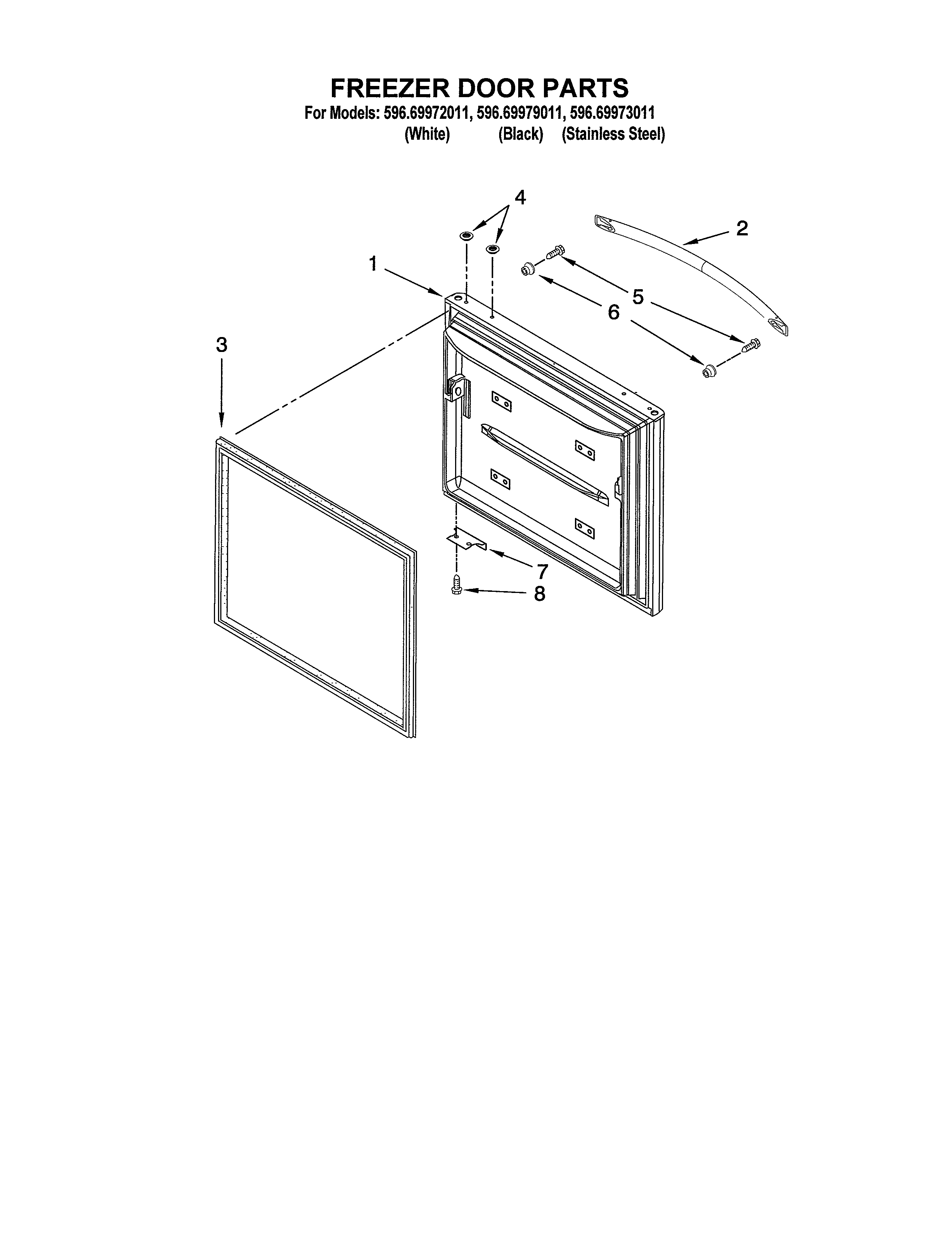 Kenmore 59669973011 freezer door diagram