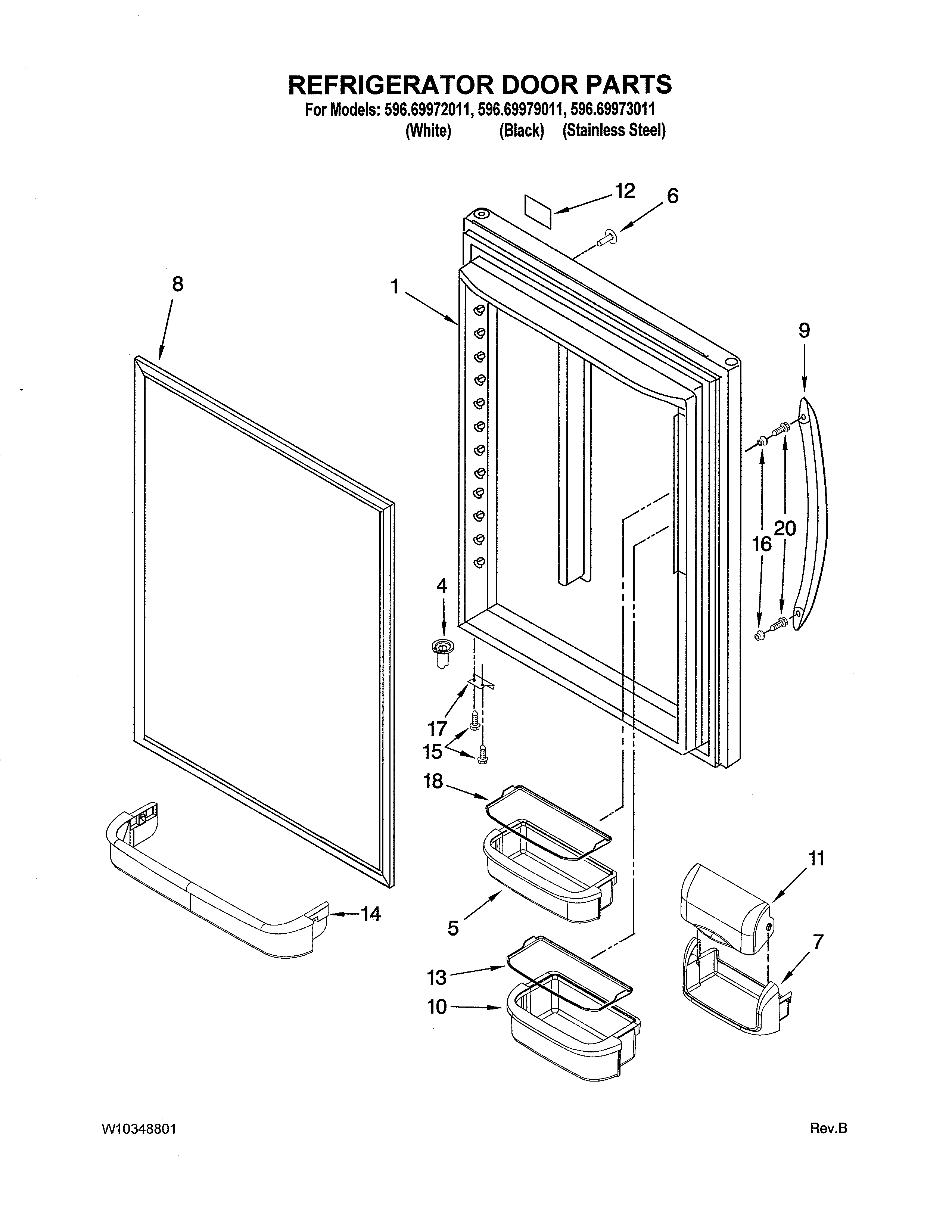 Kenmore 59669973011 refrigerator door diagram