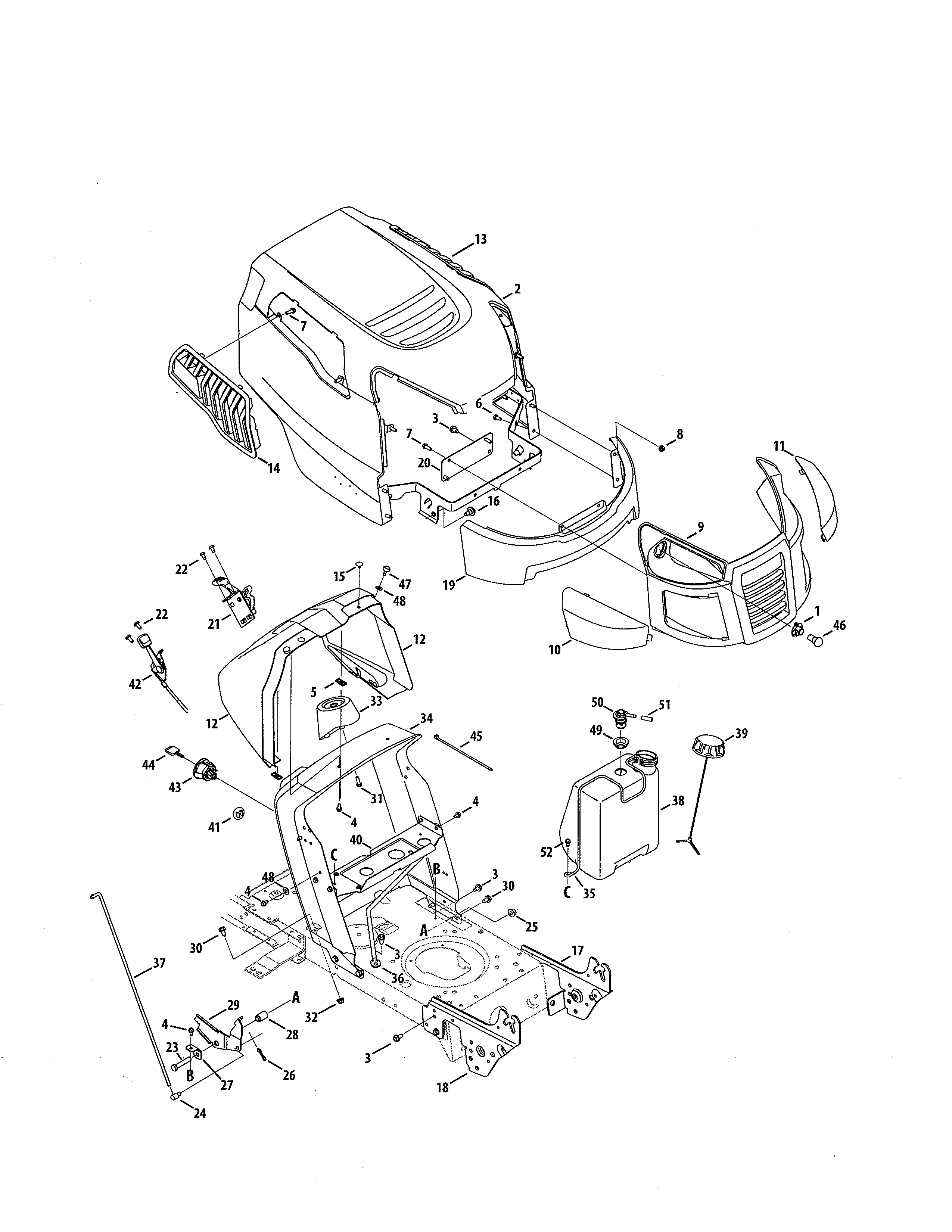 Craftsman 247288851 bumper/hood diagram