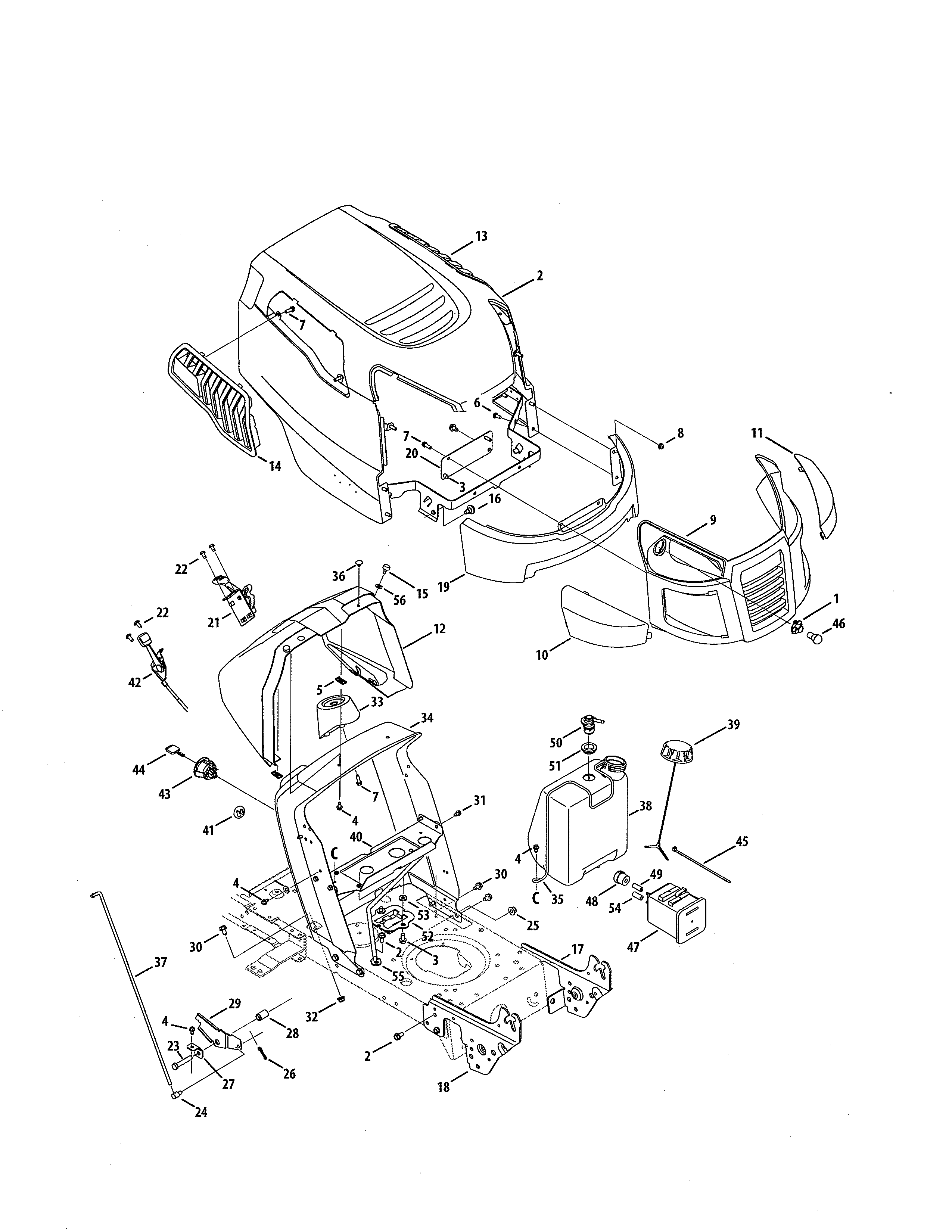 Craftsman 247288860 bumper/hood diagram