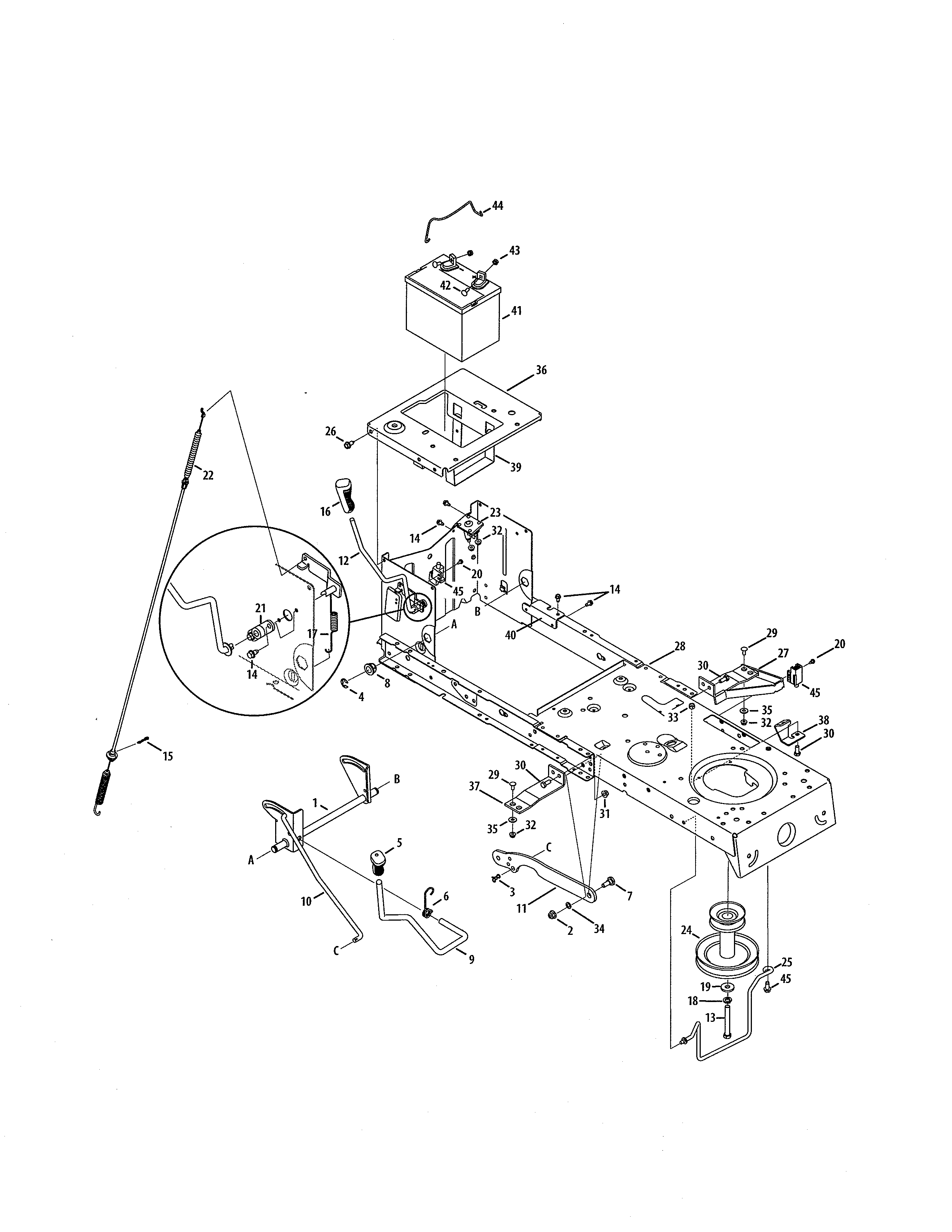 Craftsman 247288860 frame/battery diagram