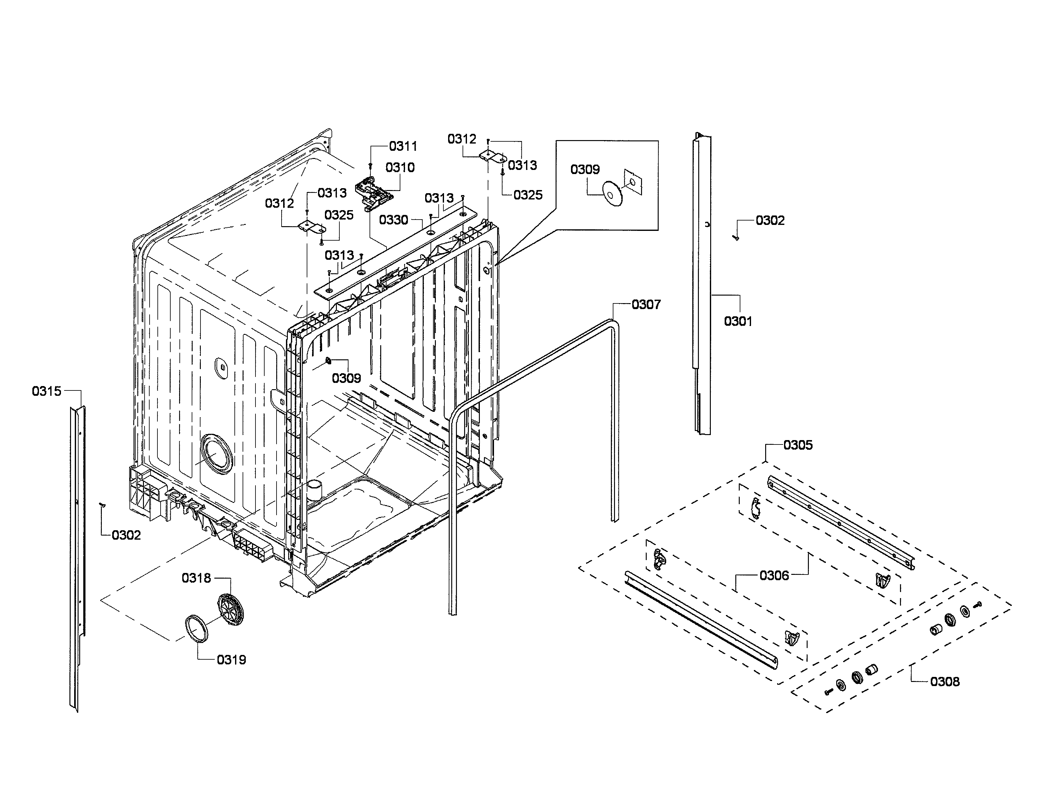 Bosch SHX4AP05UC/02 tub diagram