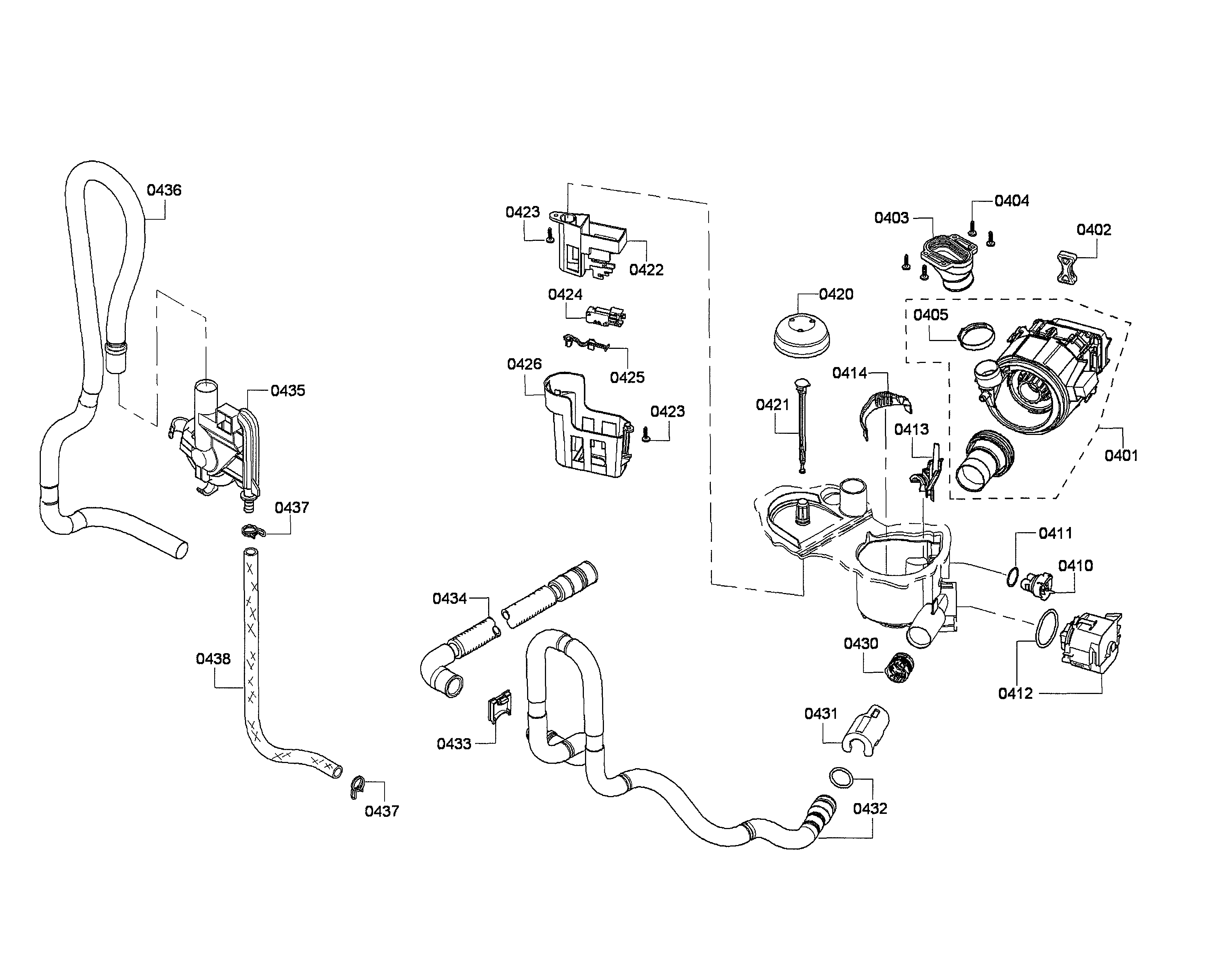 Bosch SHX4AP05UC/02 pump/sump/heater diagram