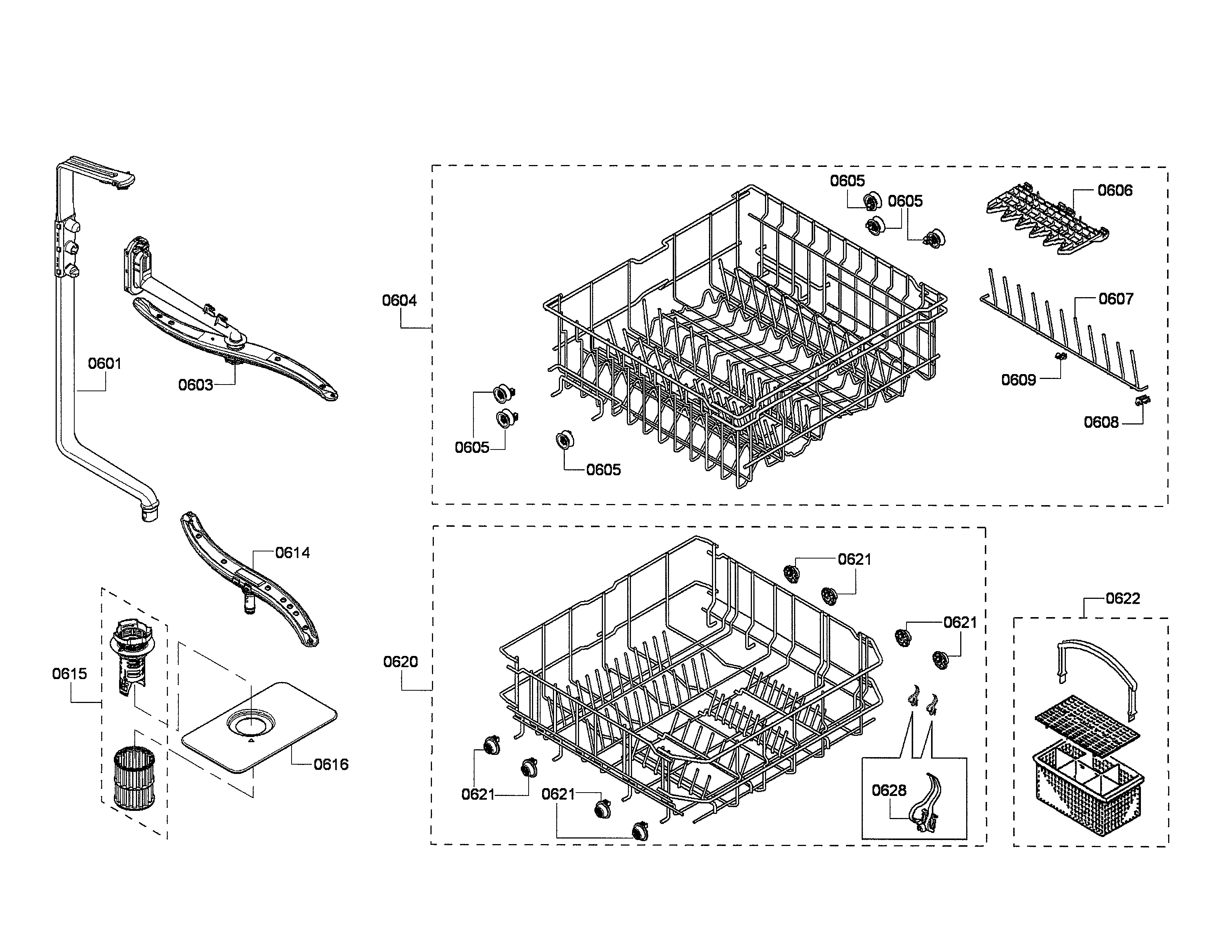 Bosch SHX4AP05UC/02 racks/spray arm diagram