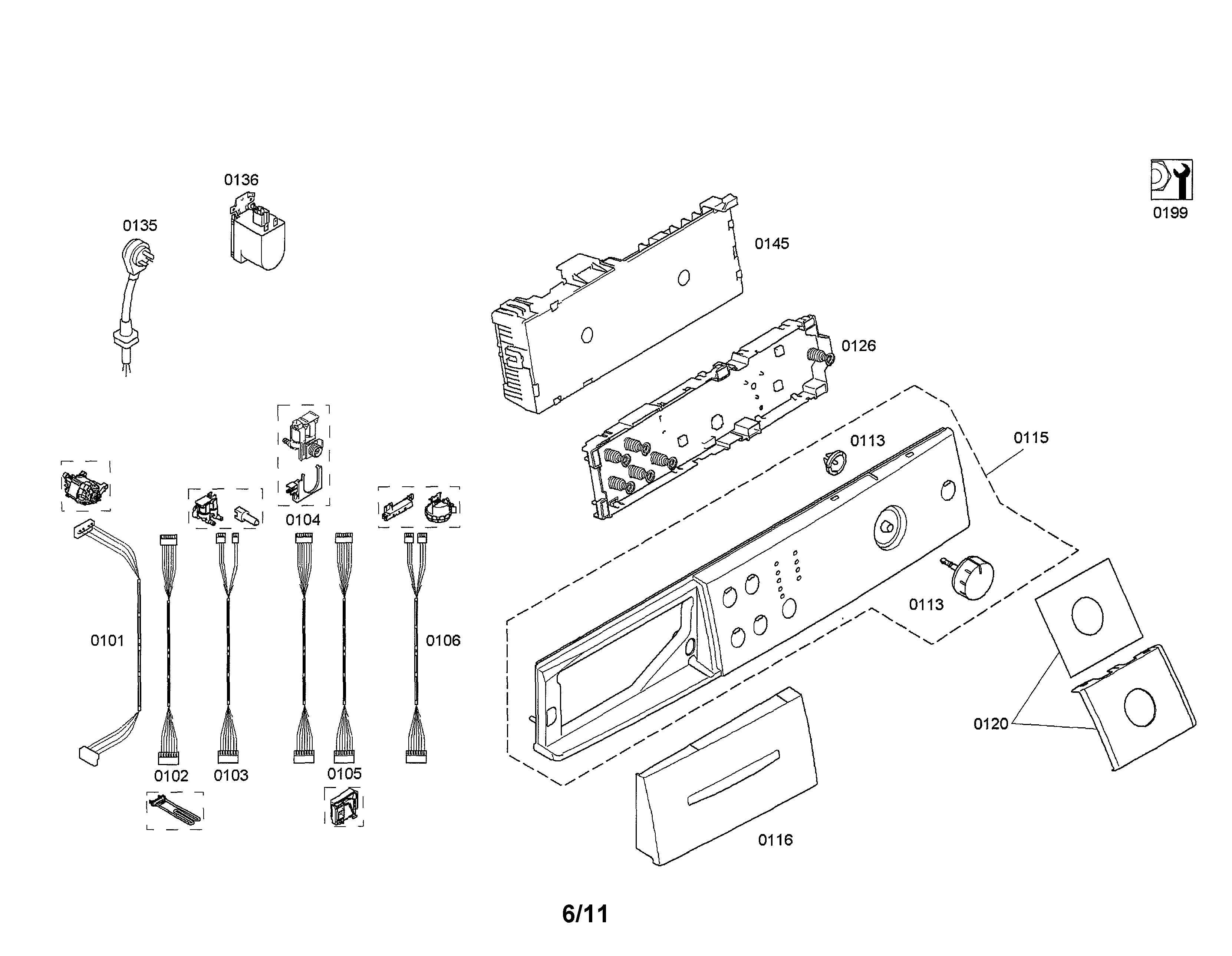 Bosch WAS20160UC/20 fascia panel/power module diagram