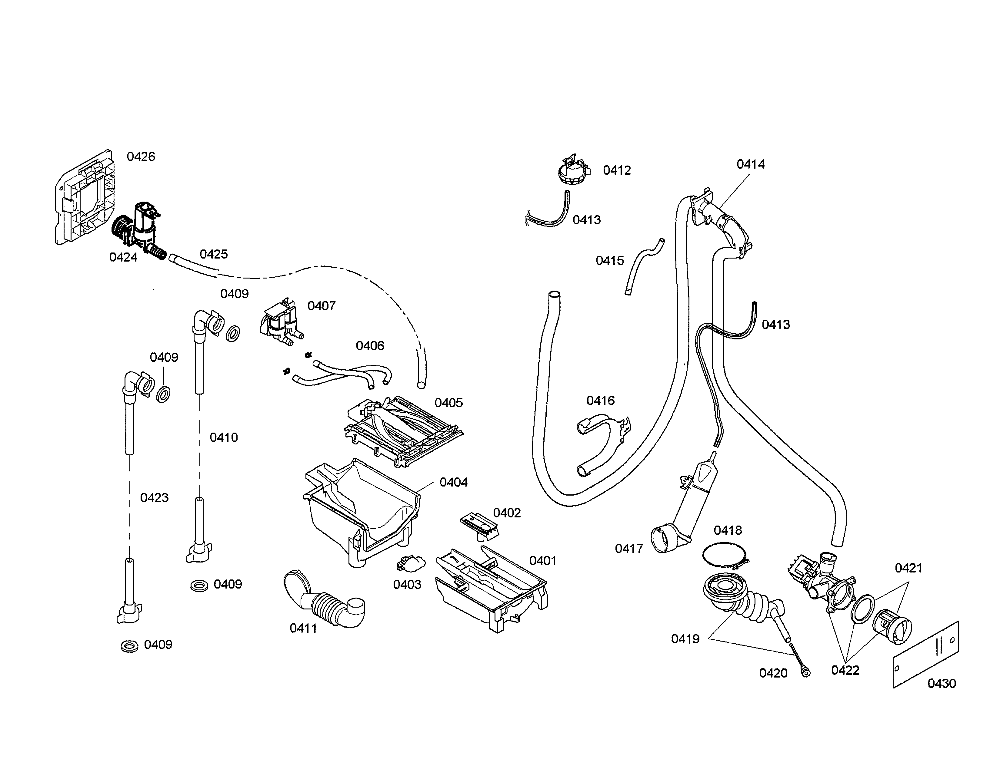 Bosch WAS20160UC/20 dispenser/hoses diagram
