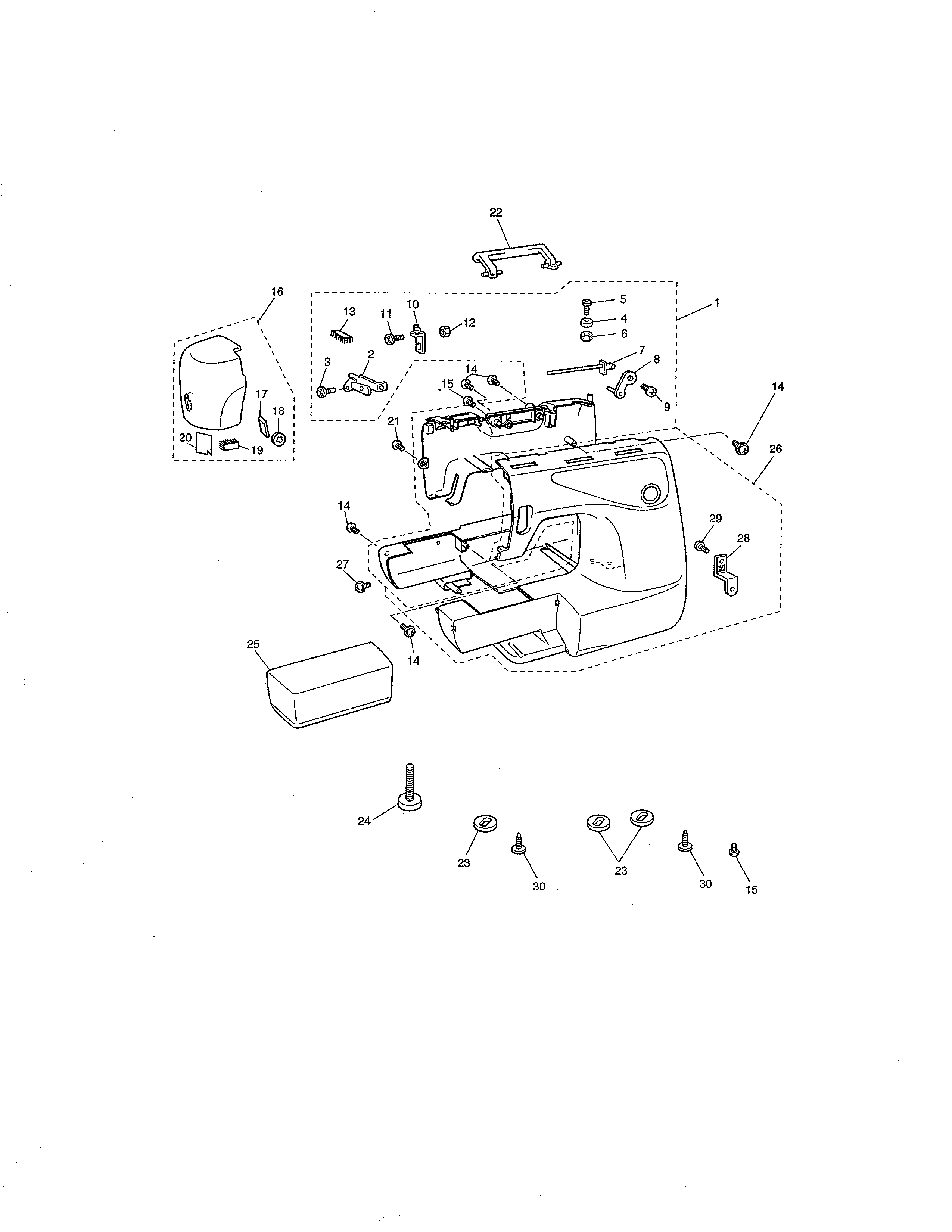 Singer XL6050 principal parts diagram