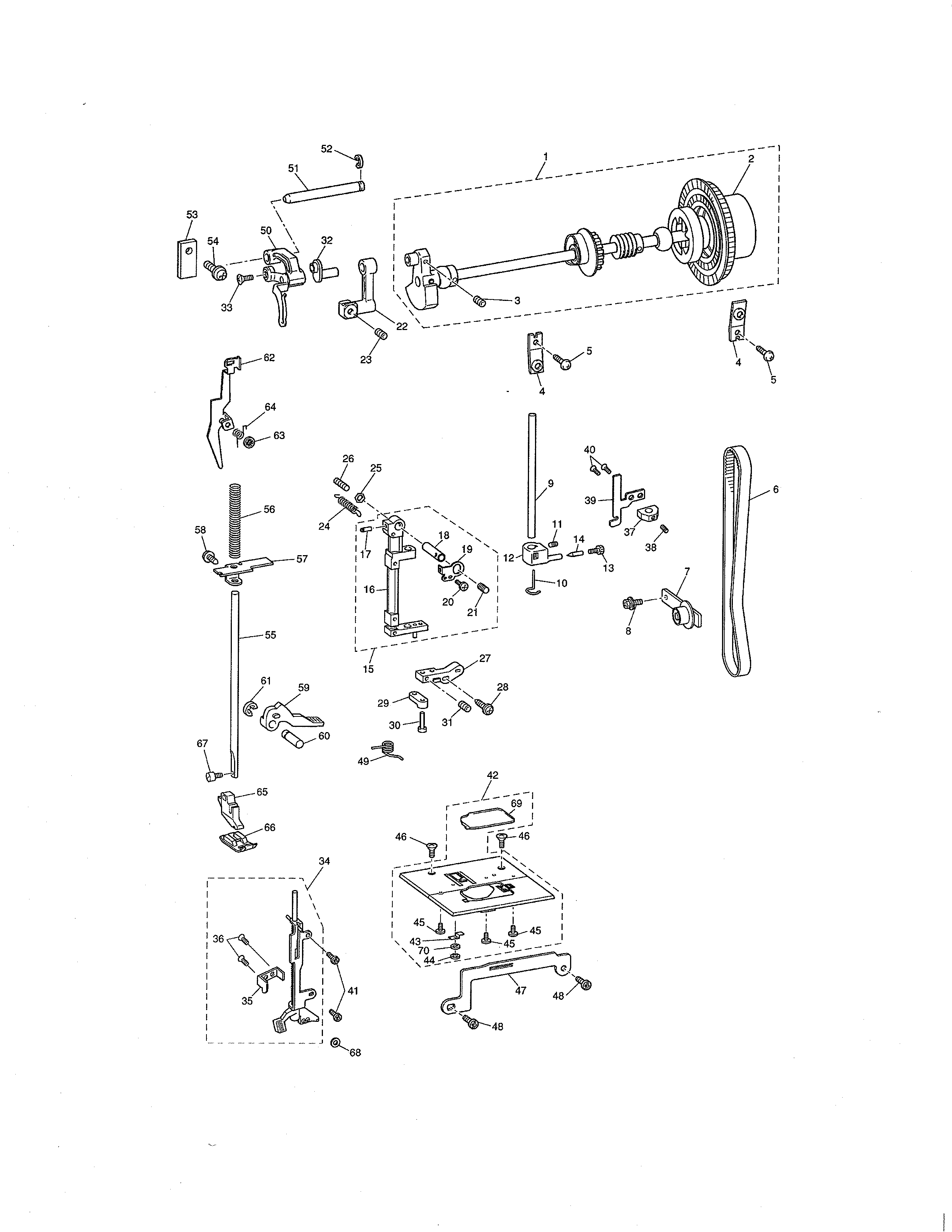 Singer XL6050 upper shaft/needle bar diagram