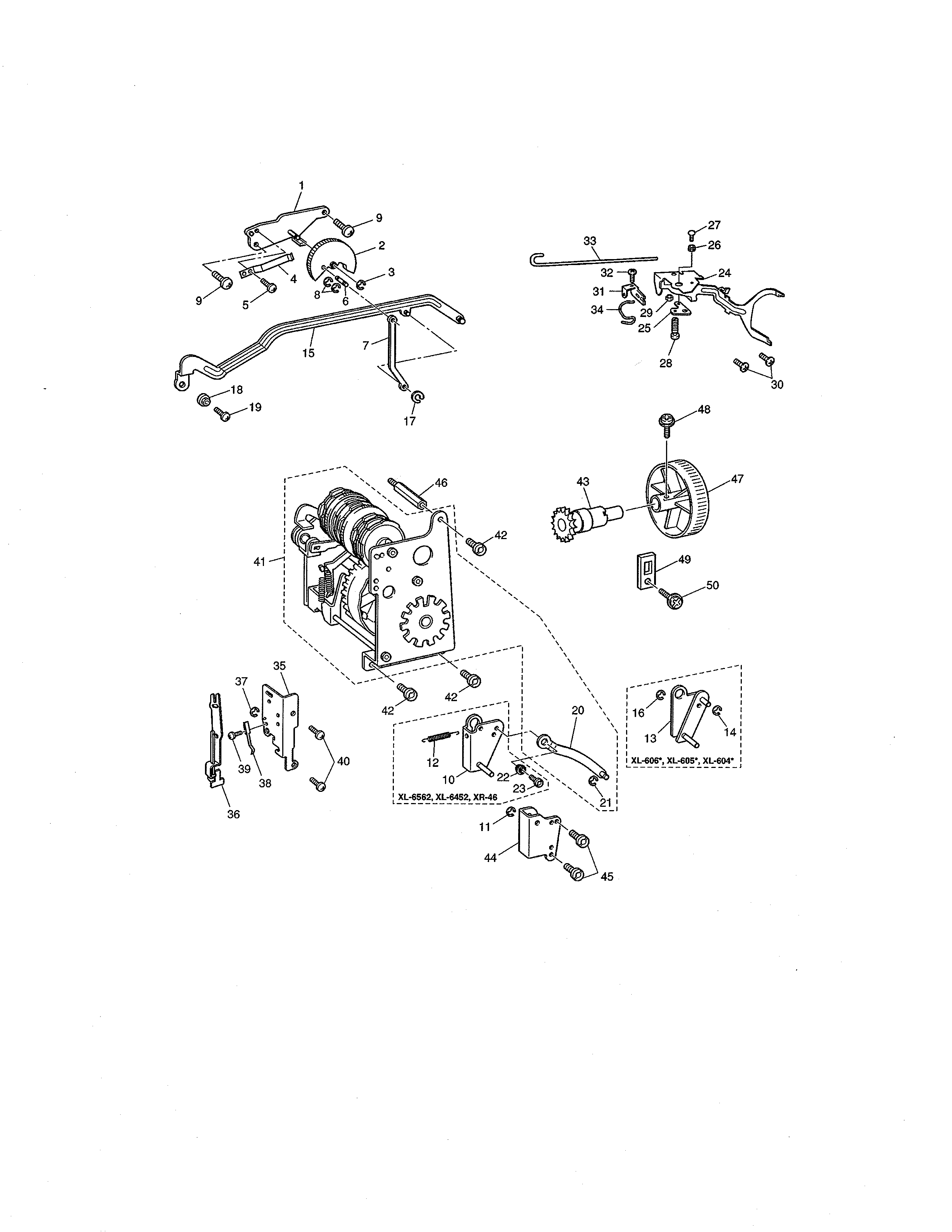Singer XL6050 zigzag/bh mechanism/pattern selection diagram