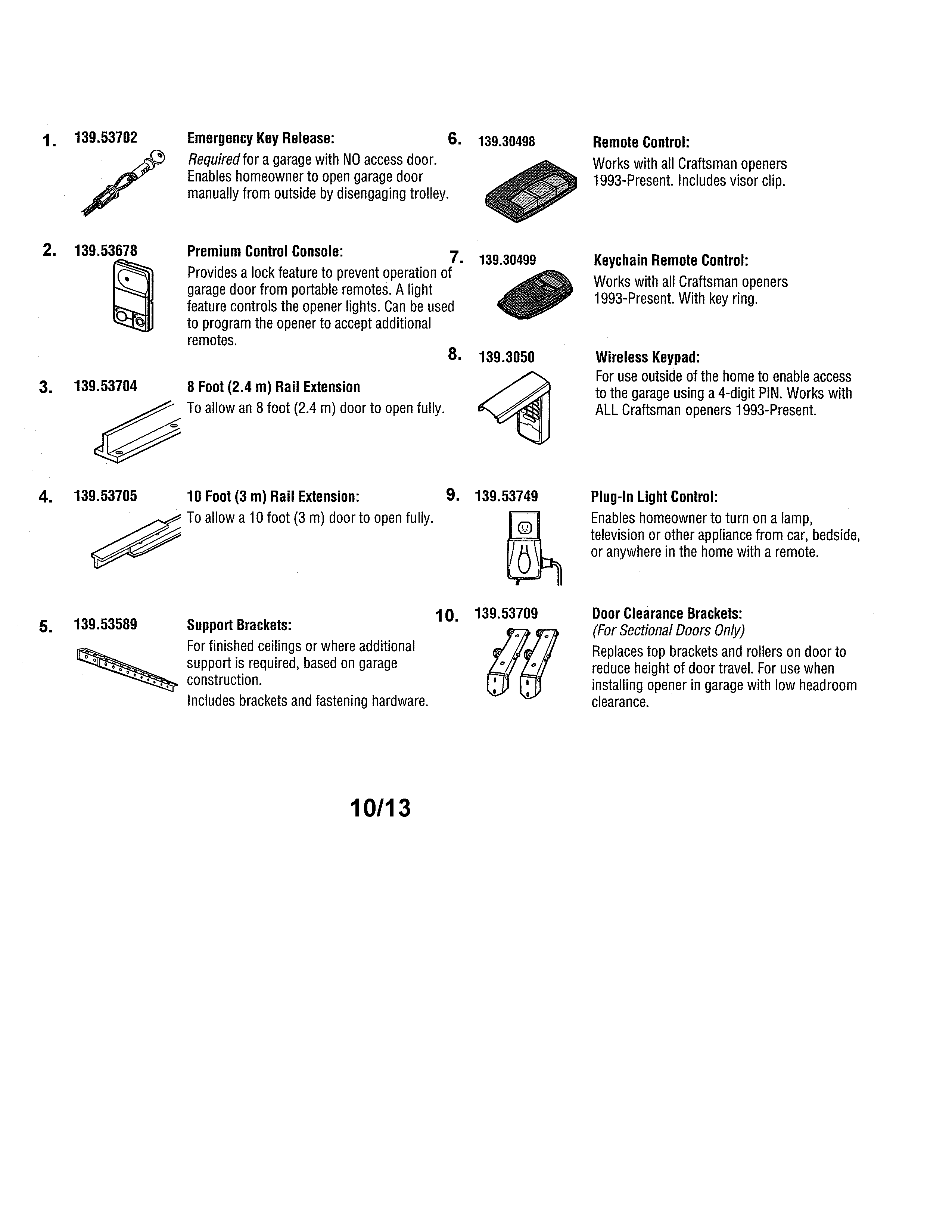 Craftsman 139536481DM accessories diagram