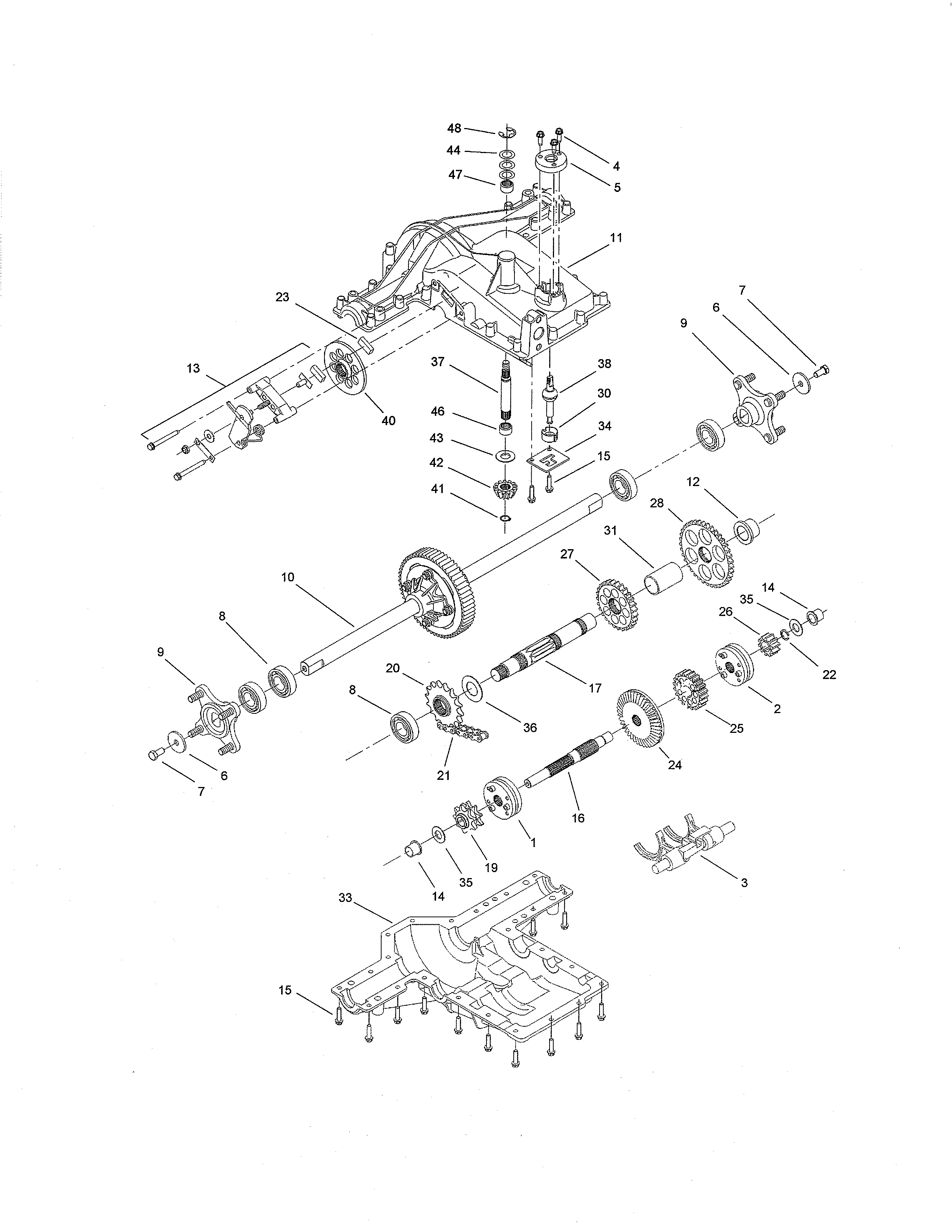 Toro 14AP80RP744 (1A136H30000 AND UP) transmission assembly diagram