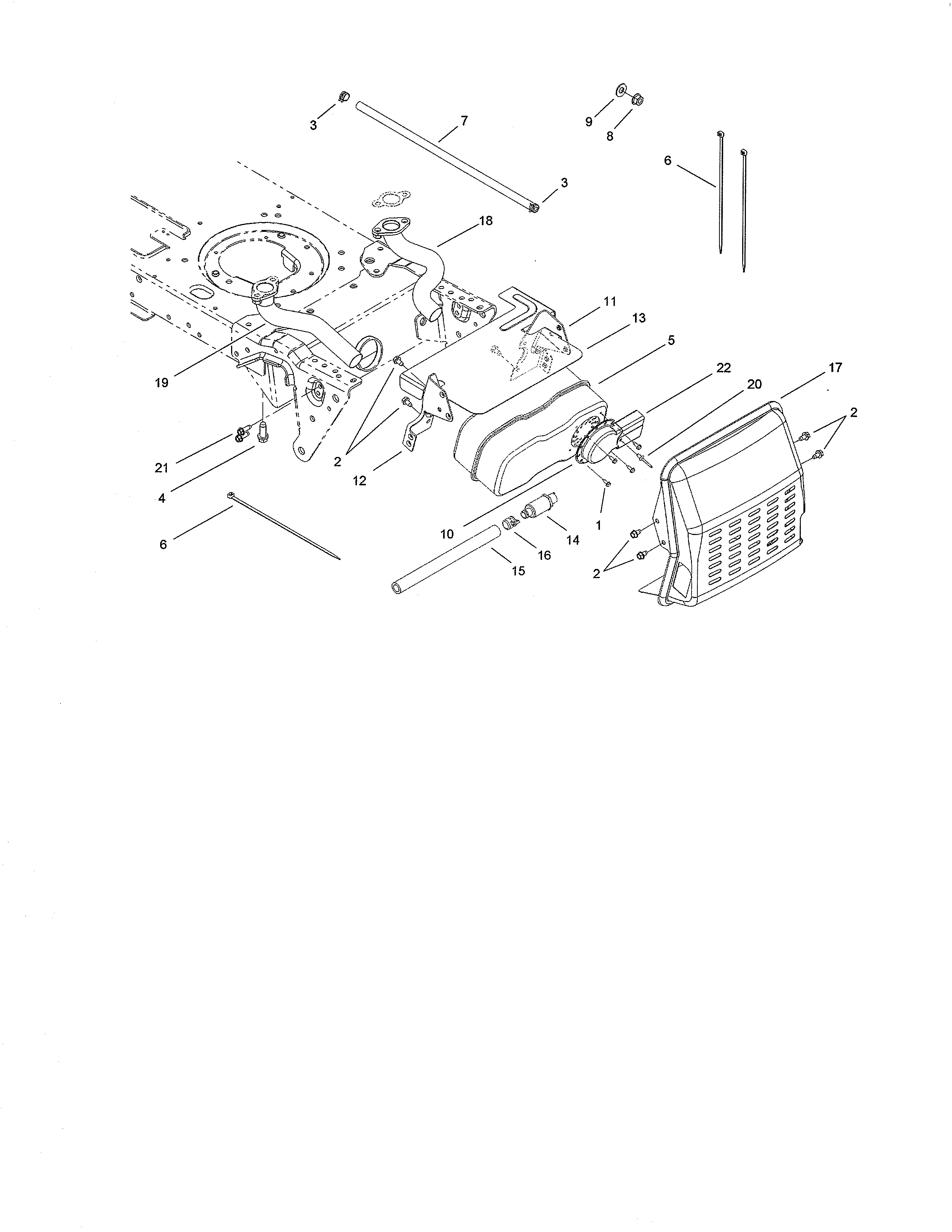 Toro 14AP80RP744 (1A136H30000 AND UP) muffler assembly diagram