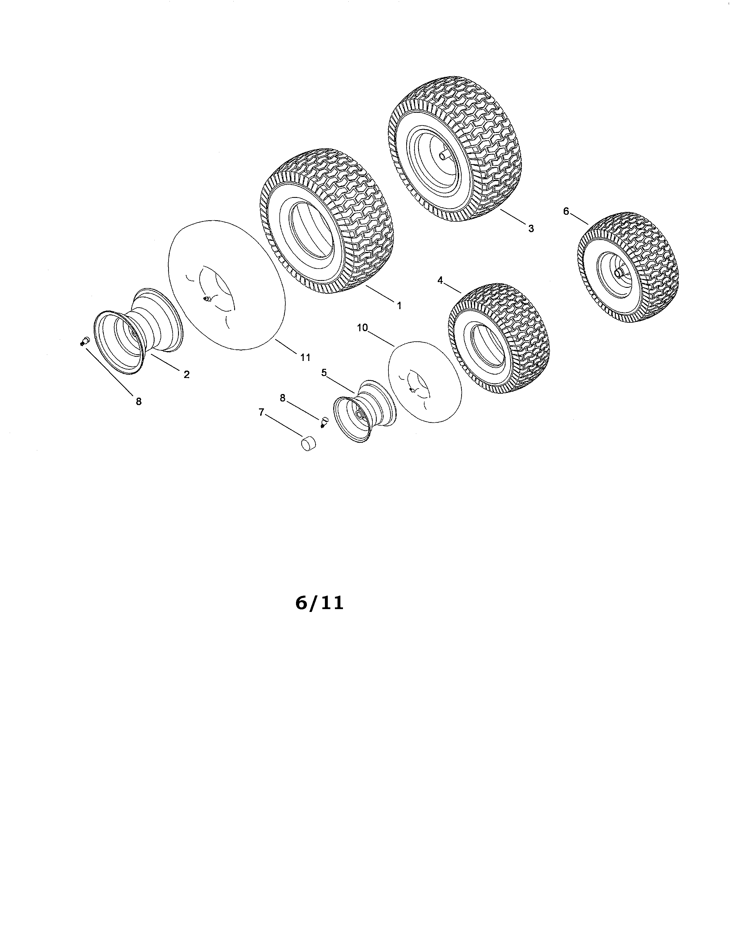 Toro 13AL60RG044 (1L107H10100 AND UP) front & rear wheel assembly diagram