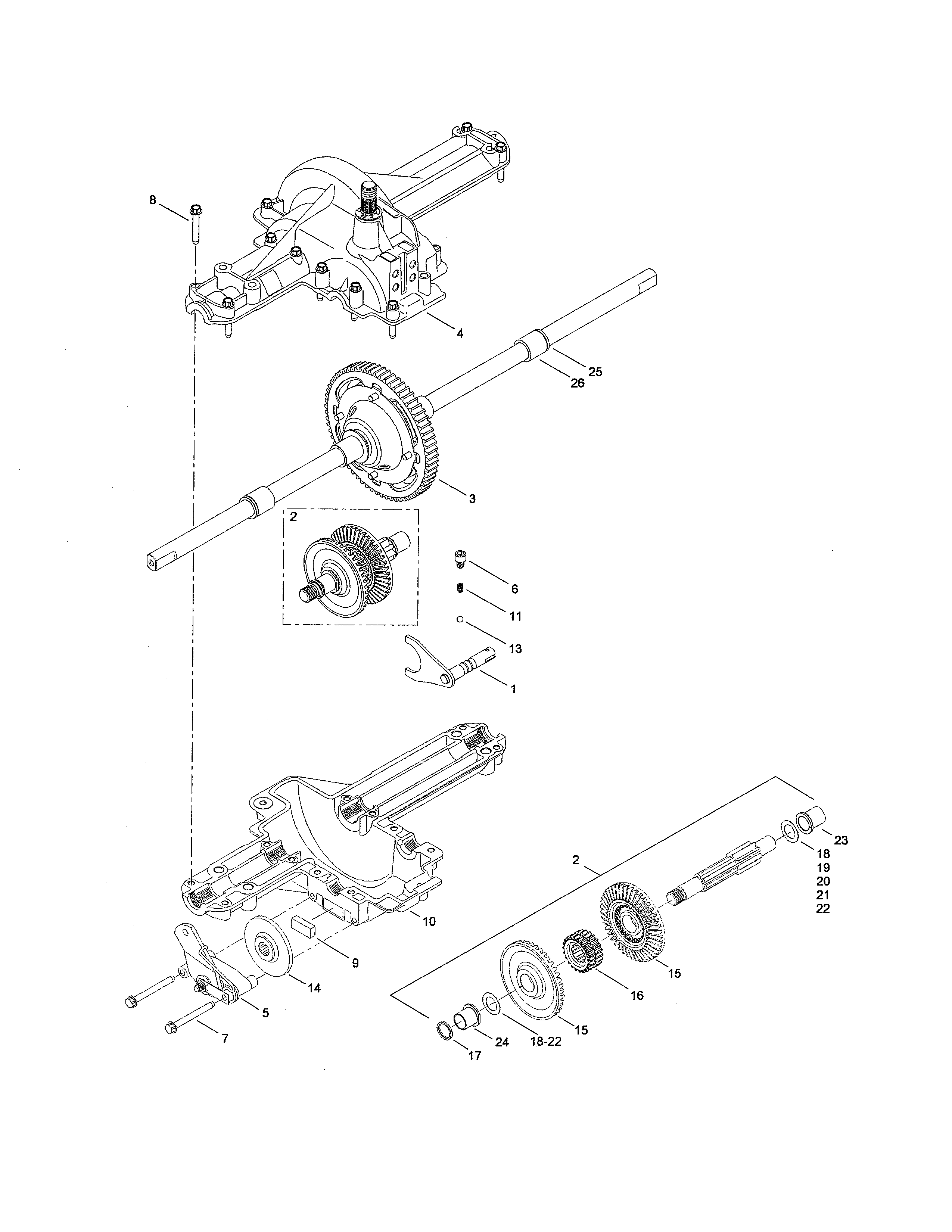 Toro 13AL60RG044 (1L107H10100 AND UP) single speed transmission assembly diagram