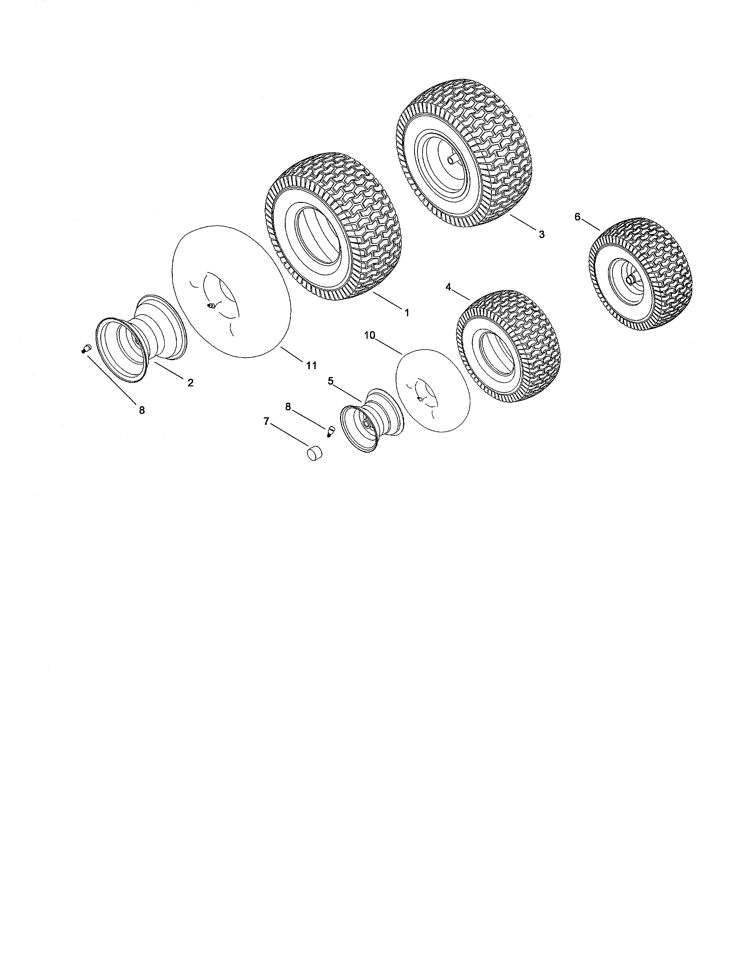 Toro 13AL60RG044 (1L107H10100 AND UP) front & rear wheel assembly diagram