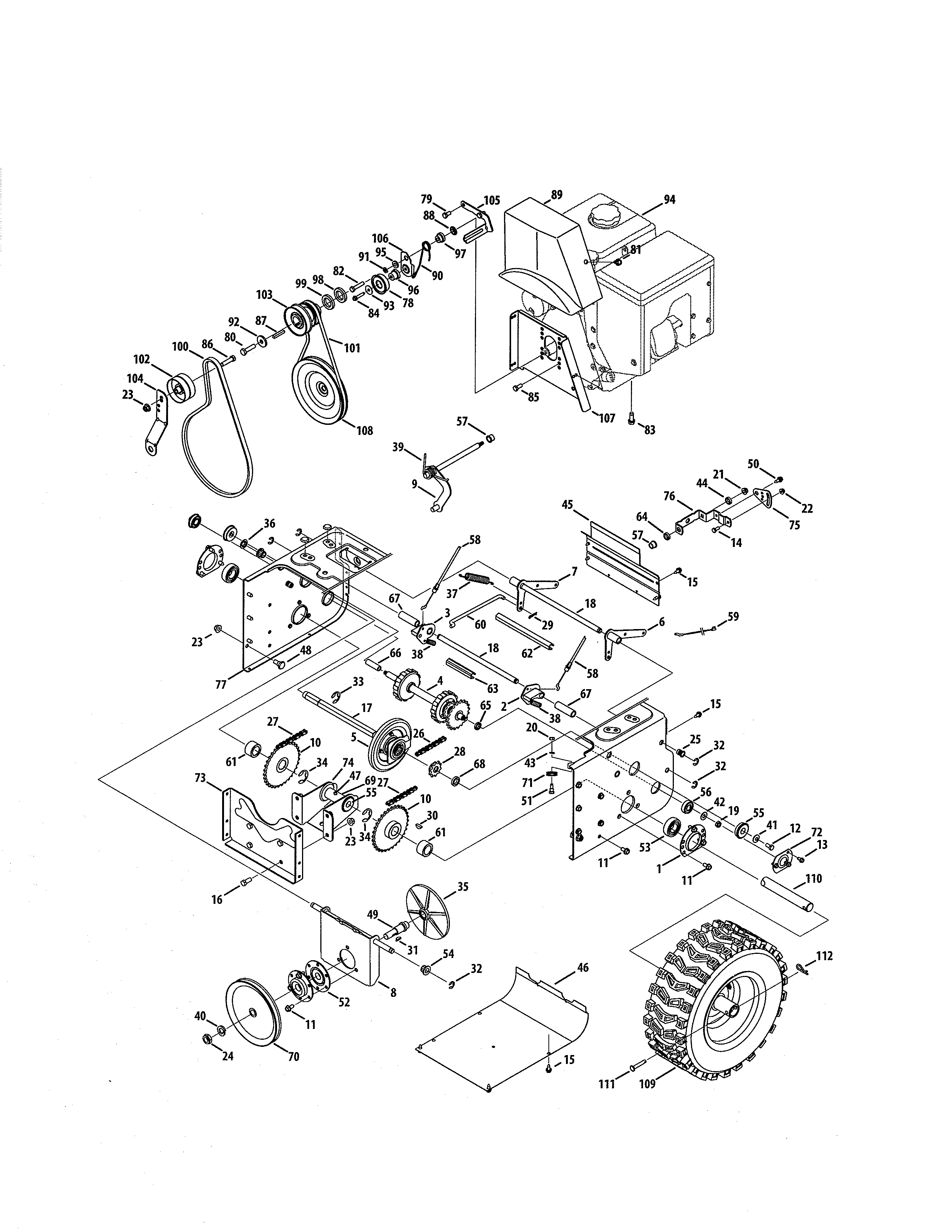 MTD 31AH95SI799 engine/transmission diagram