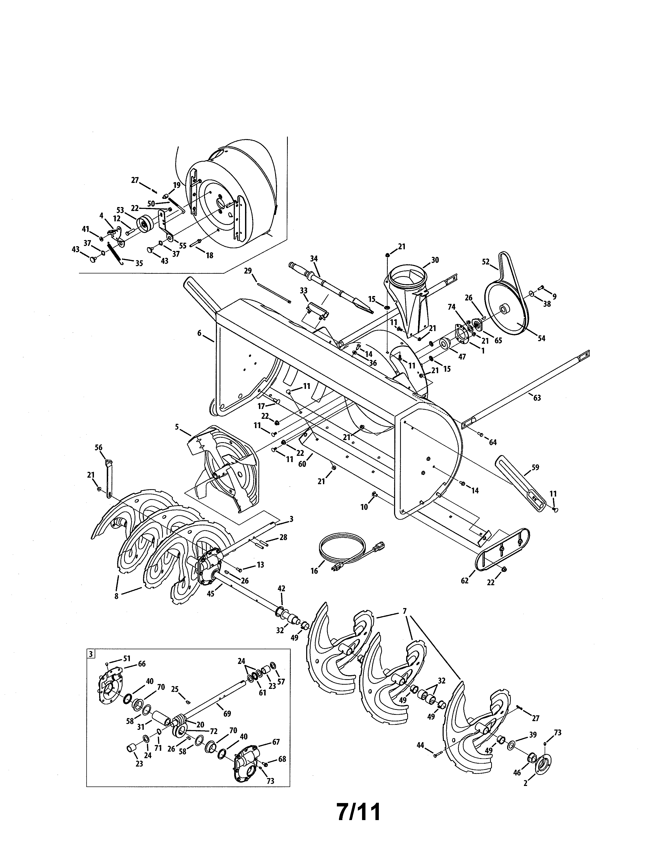 Craftsman 247888480 auger/housing/gear box diagram