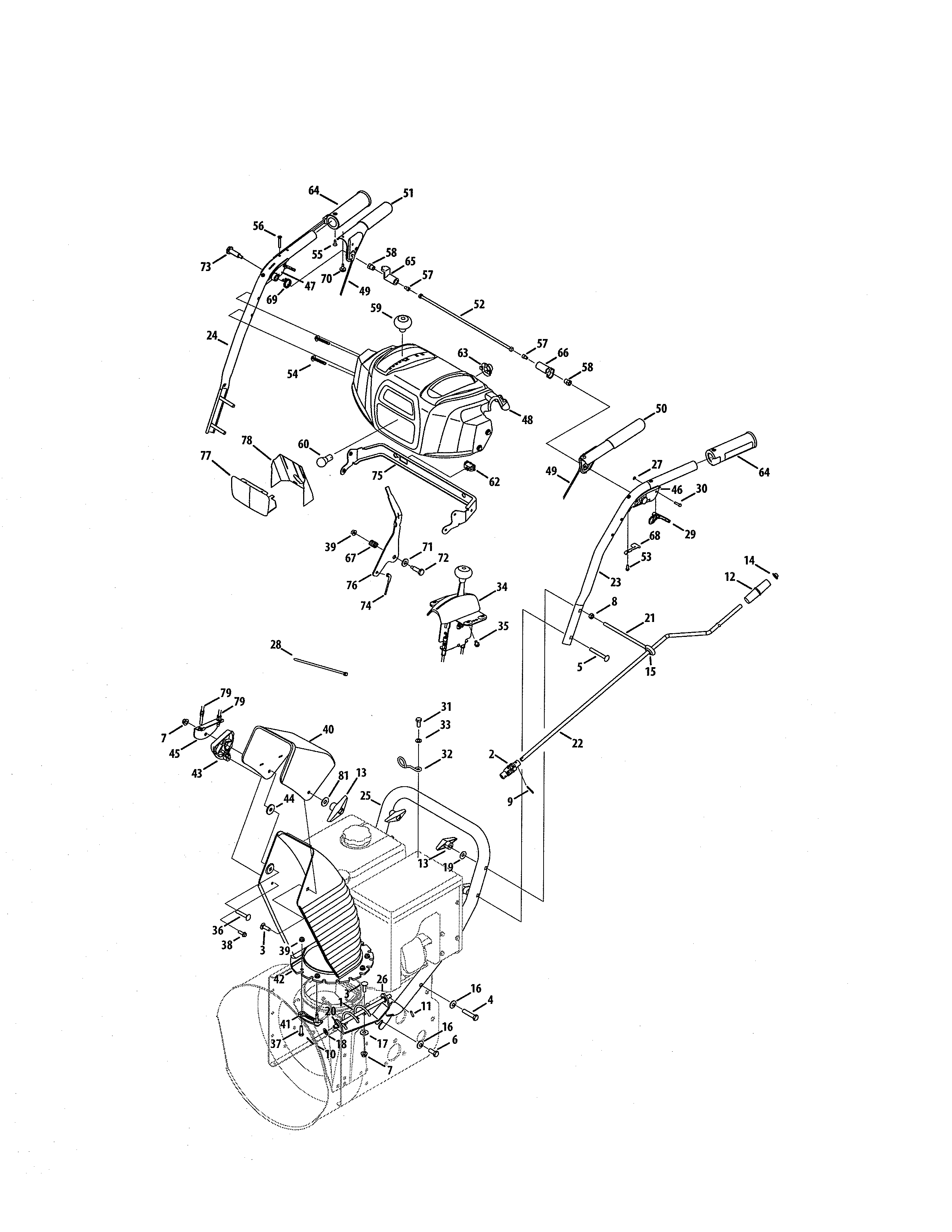 Craftsman 247888480 handles/chute diagram