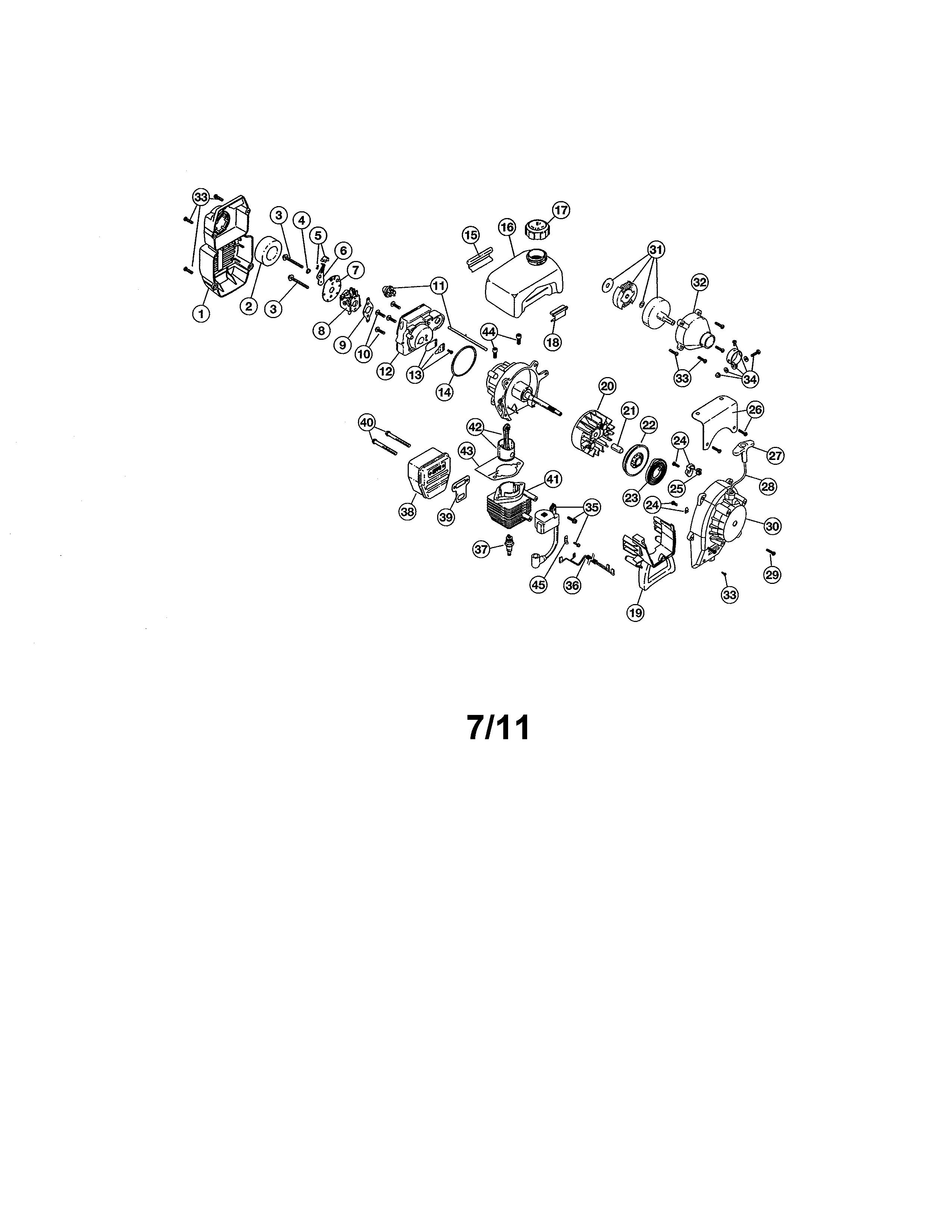 Yard-Man 21A-121R900 cylinder/fuel tank/muffler diagram