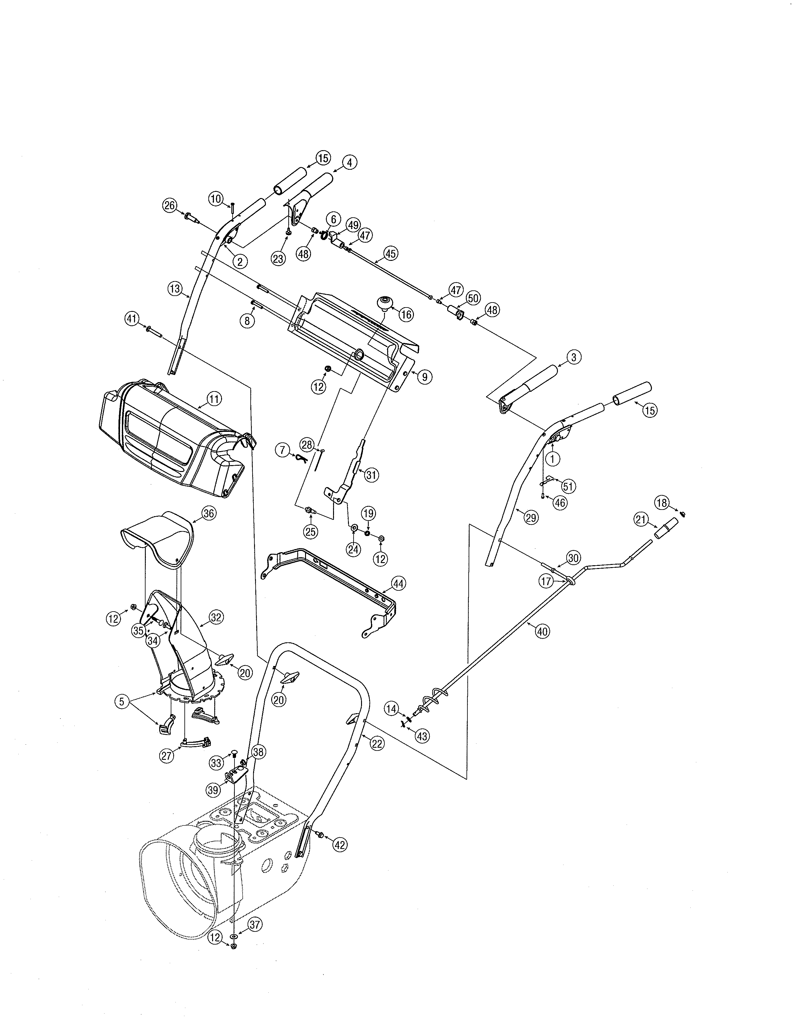 Craftsman 247889571 handles/chute diagram