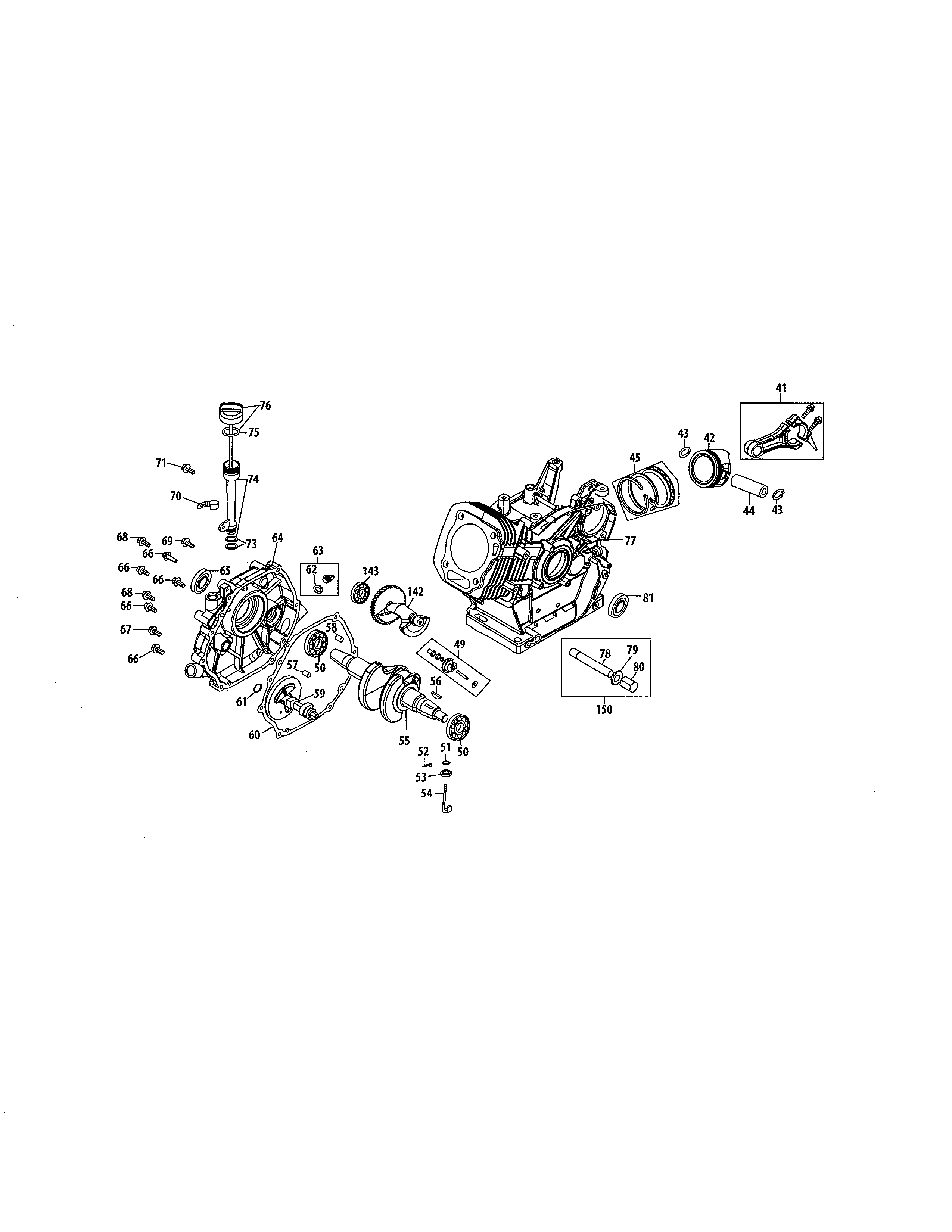 MTD 31AH55LH704 crankshaft/crankcase diagram