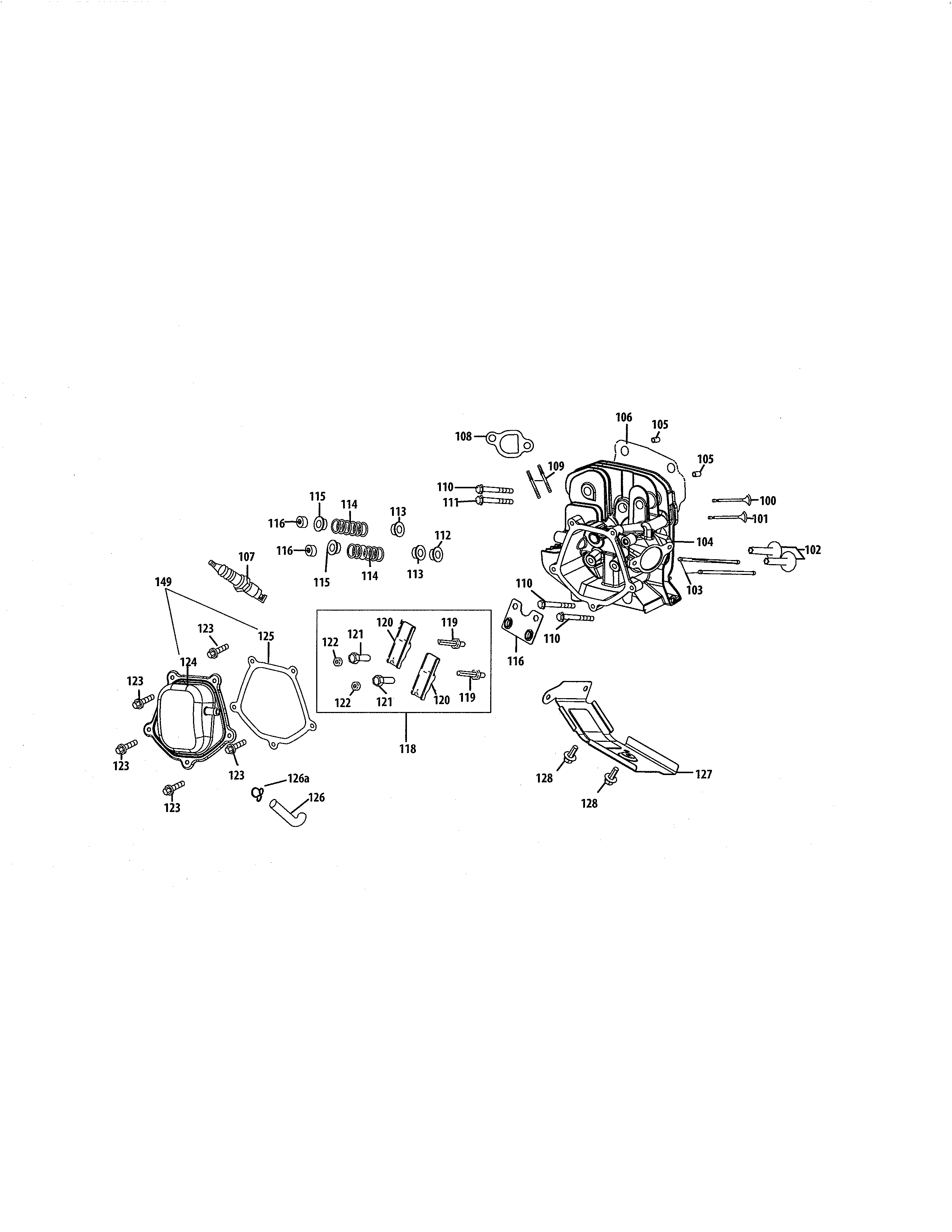 MTD 31AH55LH704 rocker arm/cylinder head diagram