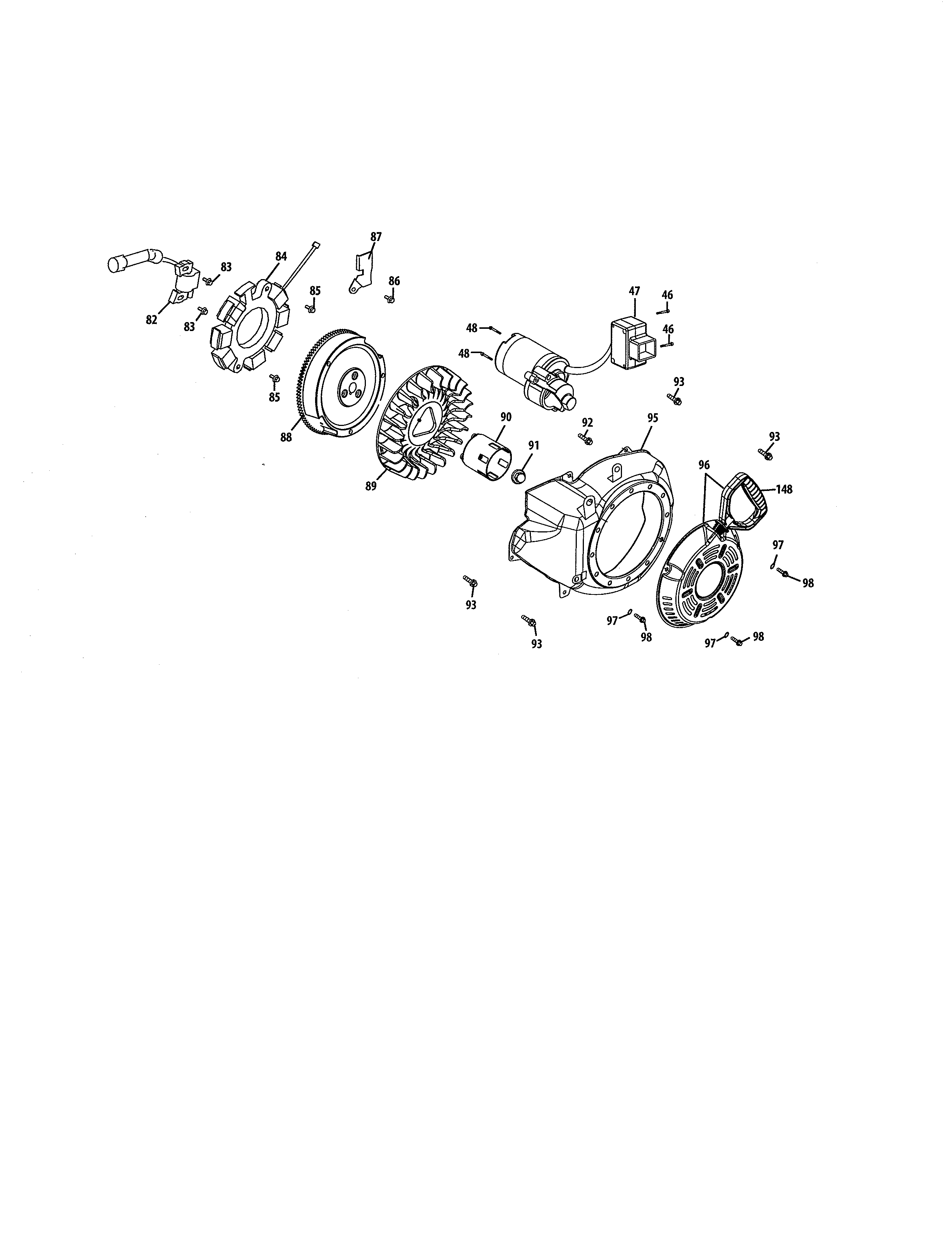 MTD 31AH55LH704 flywheel/blower housing diagram