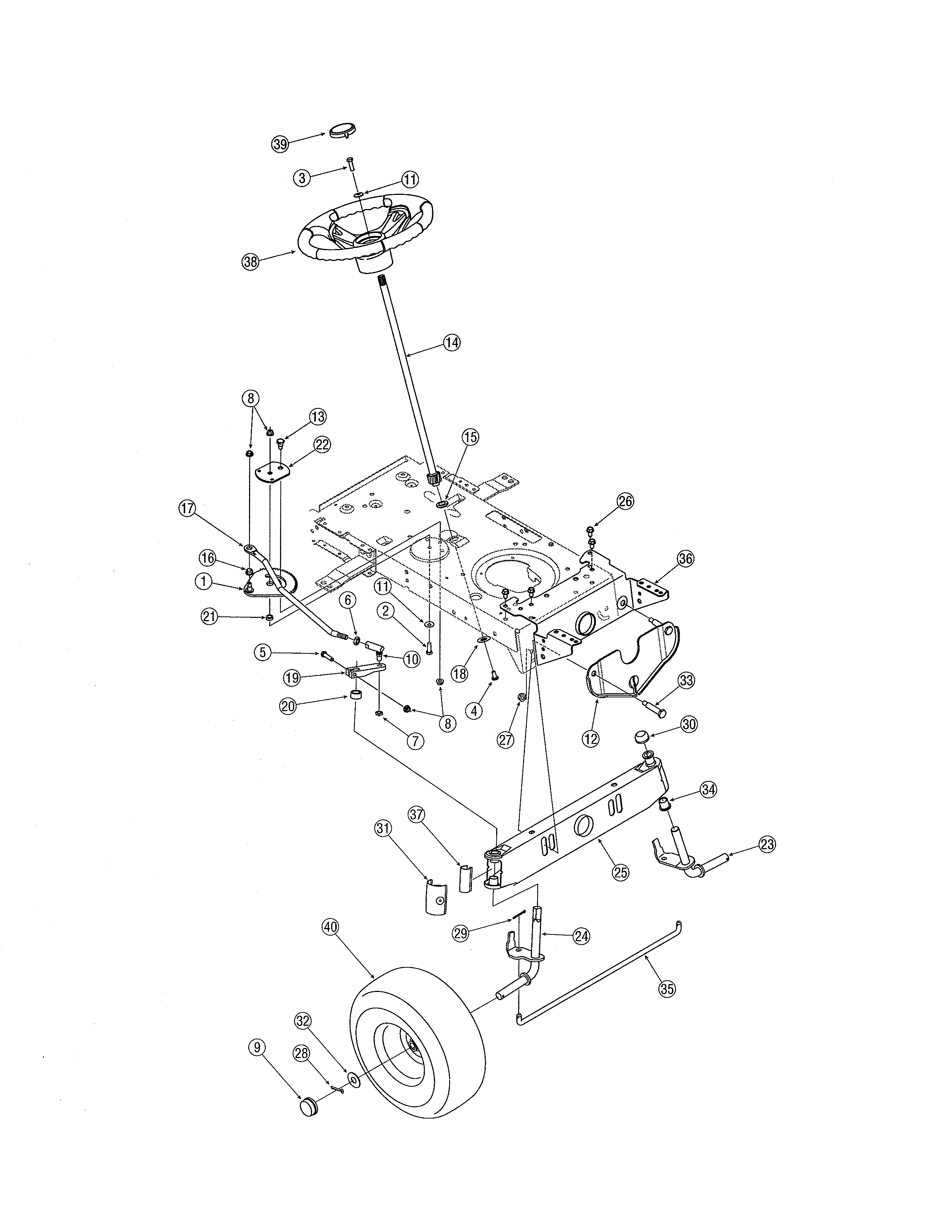 MTD 13AH762F752 steering diagram