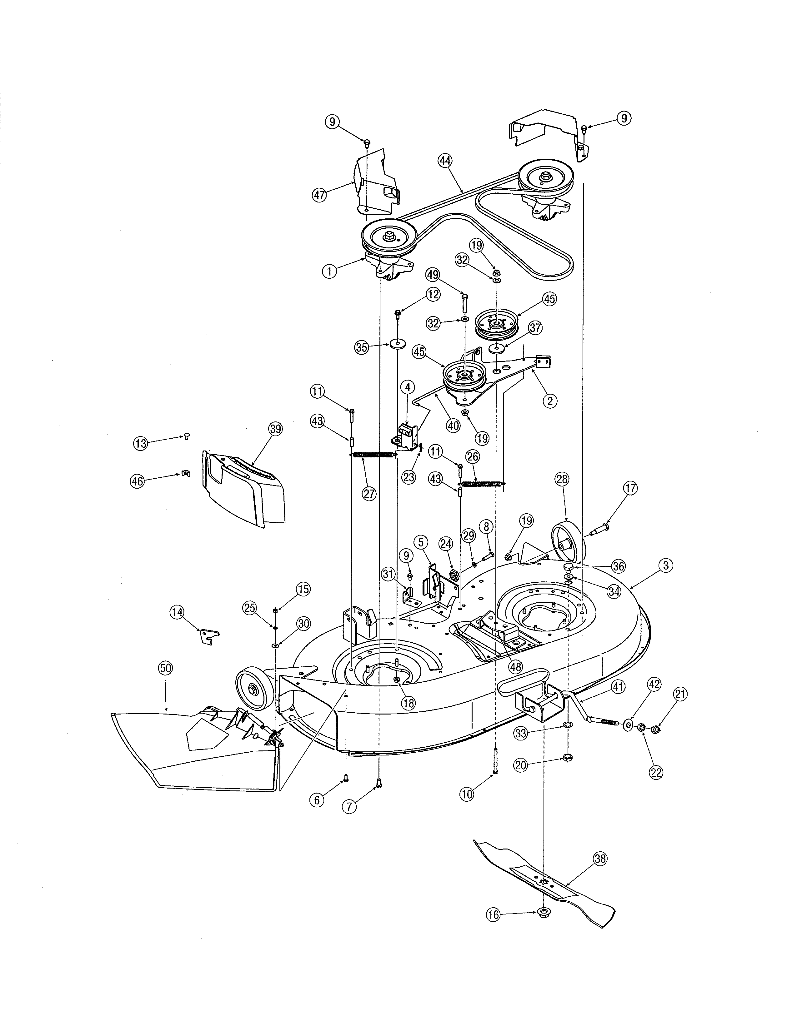 MTD 13AH762F752 42" deck diagram