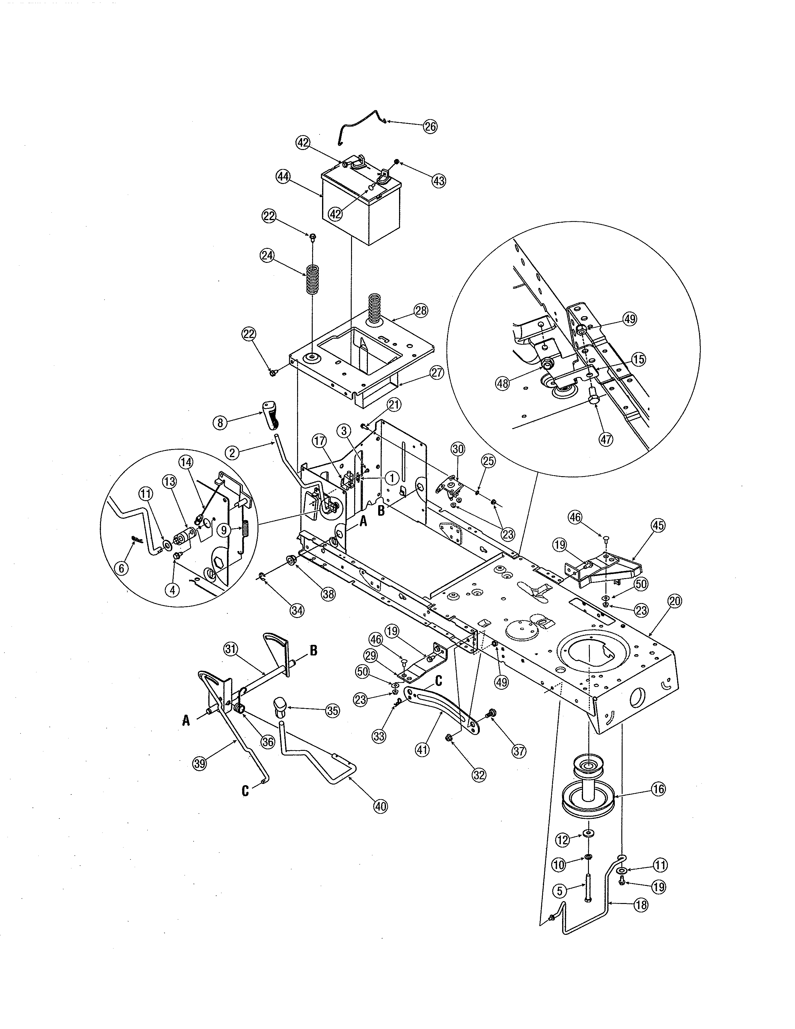 Yard-Man 13AN771G755 battery/chassis diagram